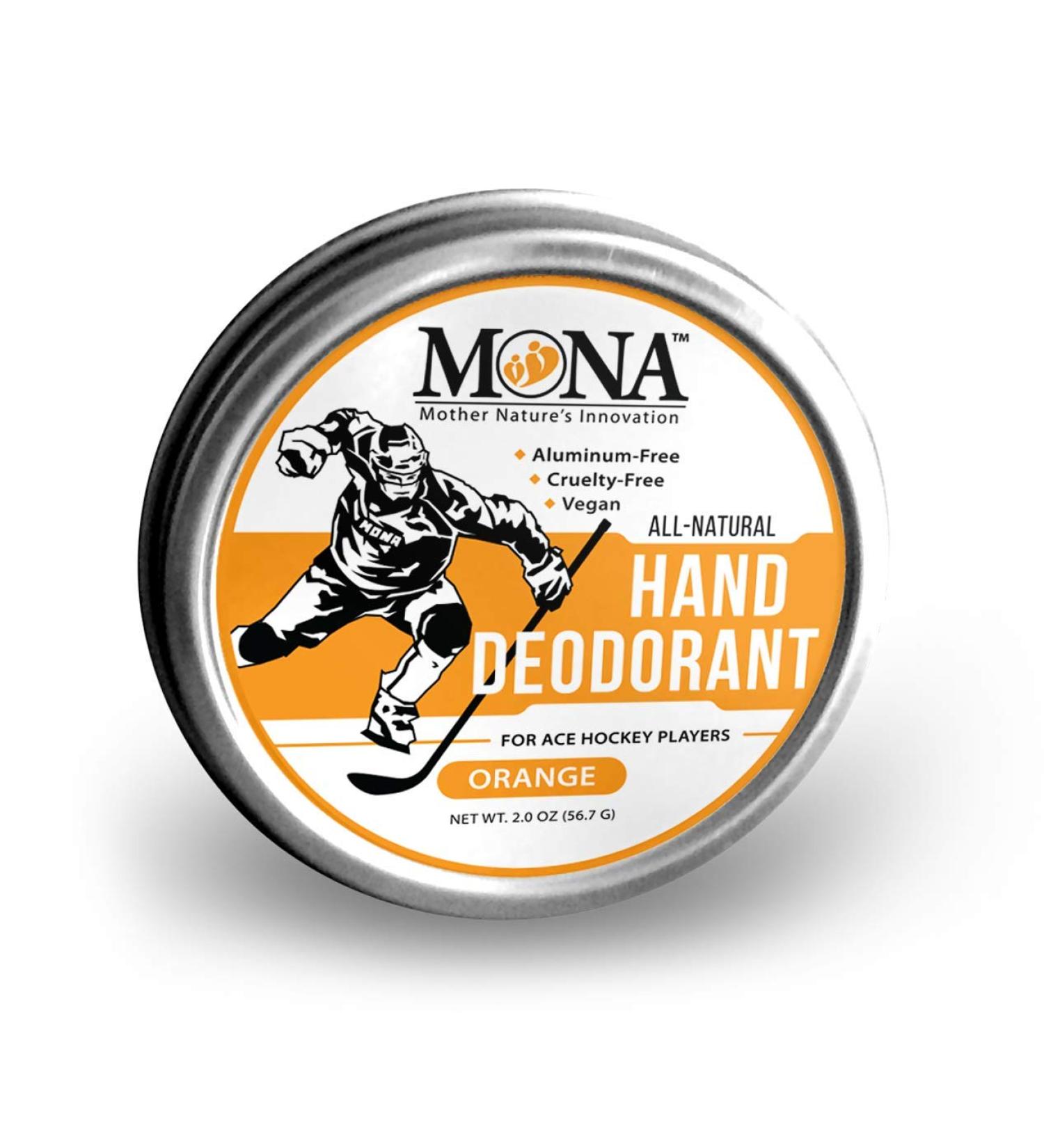 MONA BRANDS All Natural Hand Deodorant for Ace Hockey Players | Vegan, Non-GMO, Cruelty-Free | Orange Scent, 2.0 oz | Ideal for Athletes in Gloves - Buy Online on GoSupps.com