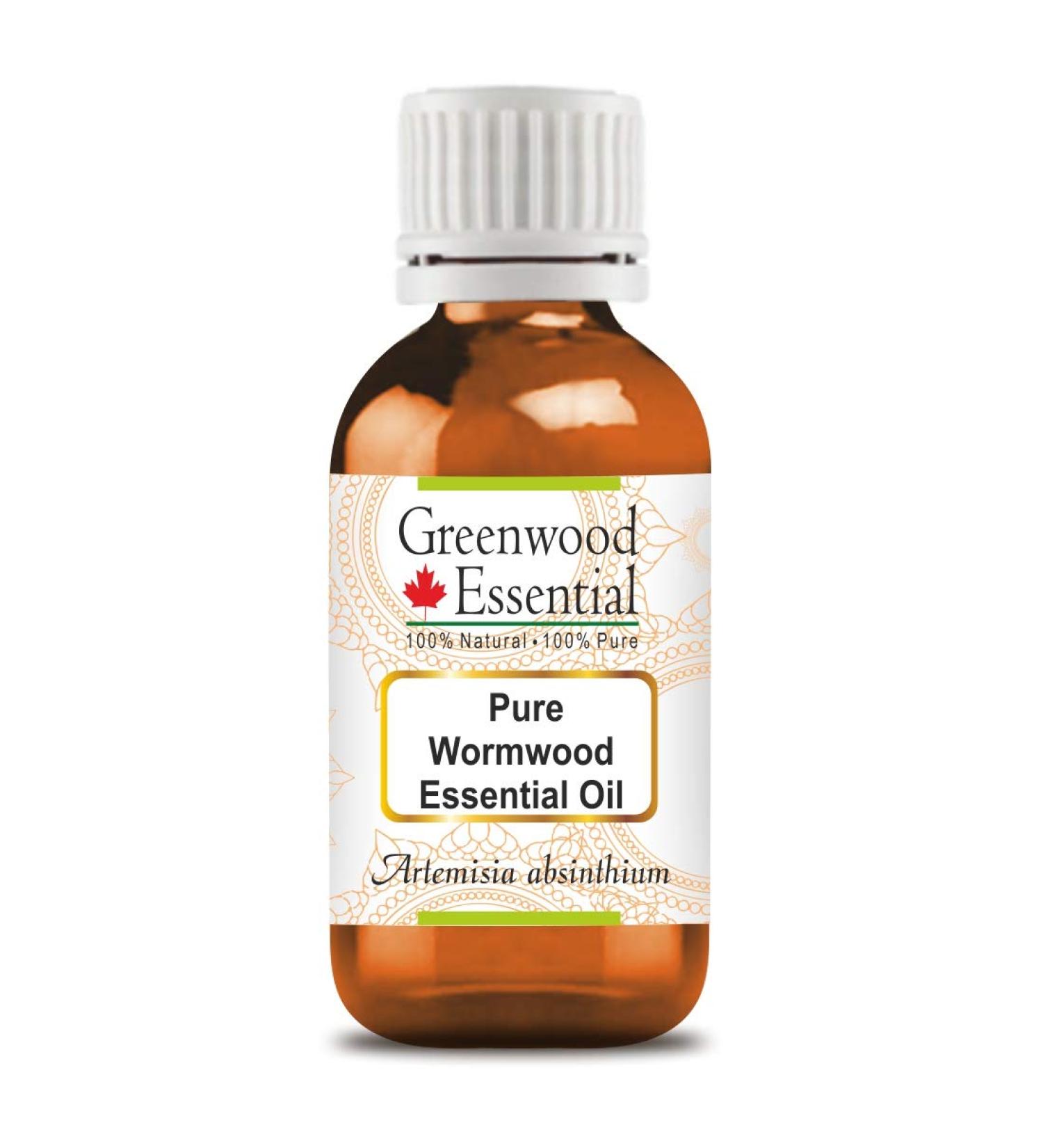 Greenwood Essential Pure Wormwood Essential Oil 30ml - Steam Distilled Artemisia Absinthium Oil with Euro Dropper - Buy Online on GoSupps.com