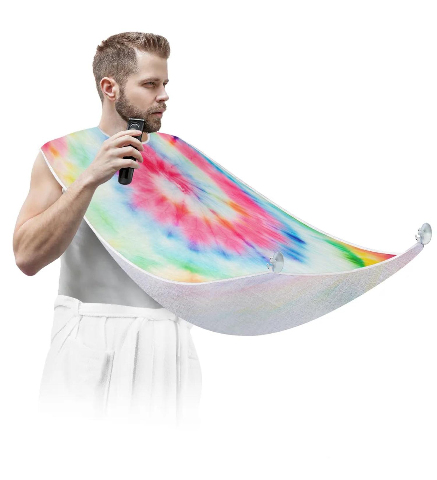 Beard Bib Apron | Non-Stick Waterproof Hair Catcher for Men | Tie Dye Grooming Cloth for Shaving & Trimming - Buy Online on GoSupps.com