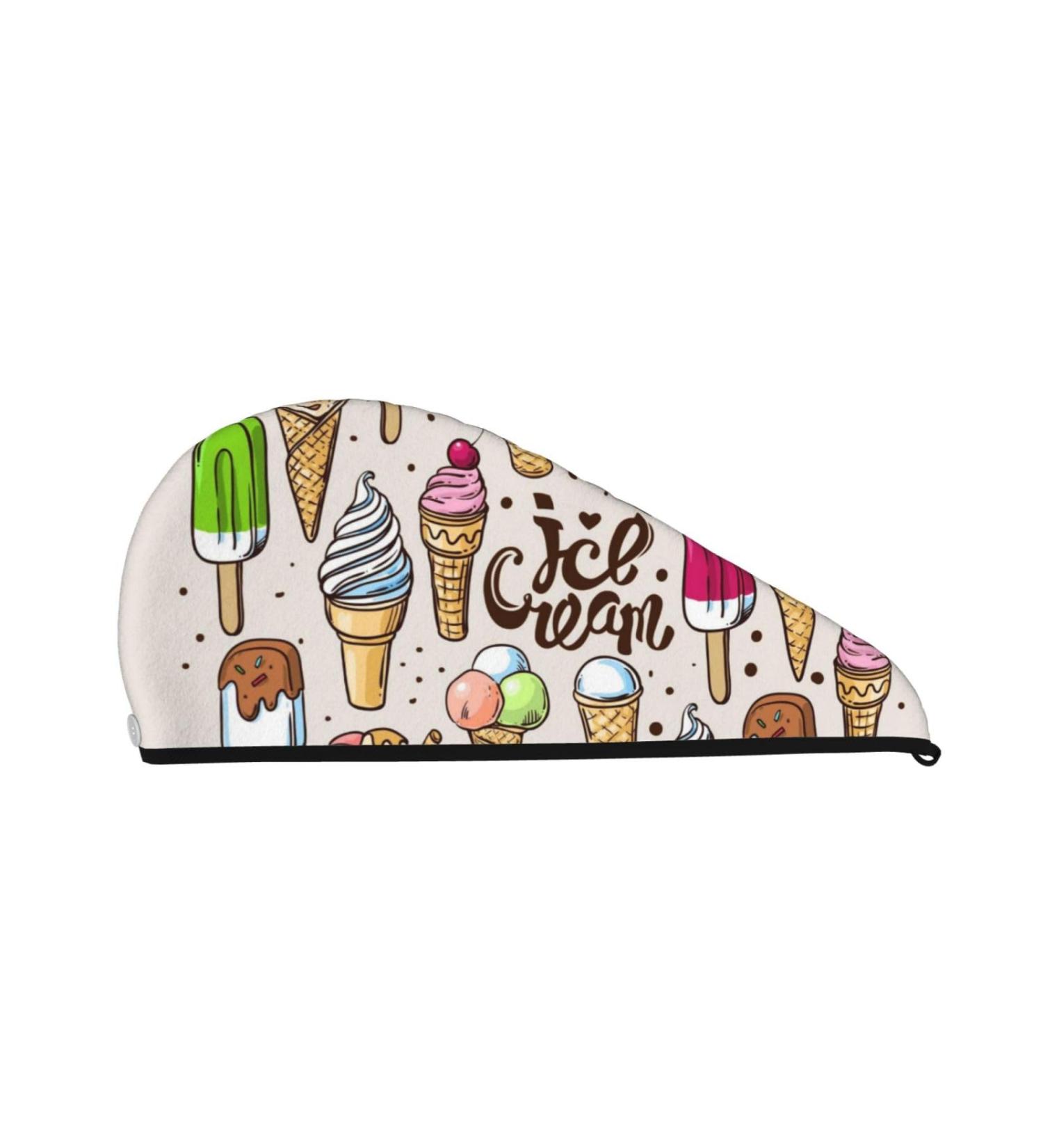 Shop Ice Cream Microfiber Hair Towel Wrap - Ultra Soft Absorbent Coral Velvet Quick Dry Cap for Long Curly & Thick Hair - Buy Online on GoSupps.com