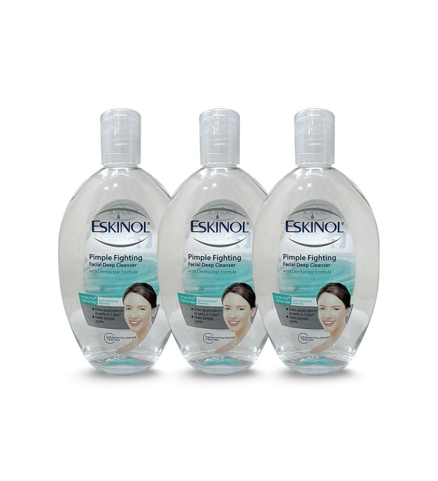 Eskinol Pimple Fighting Facial Deep Cleanser - Buy Dermaclear Formula 225ml (Set of 3) - Fast International Shipping - Buy Online on GoSupps.com