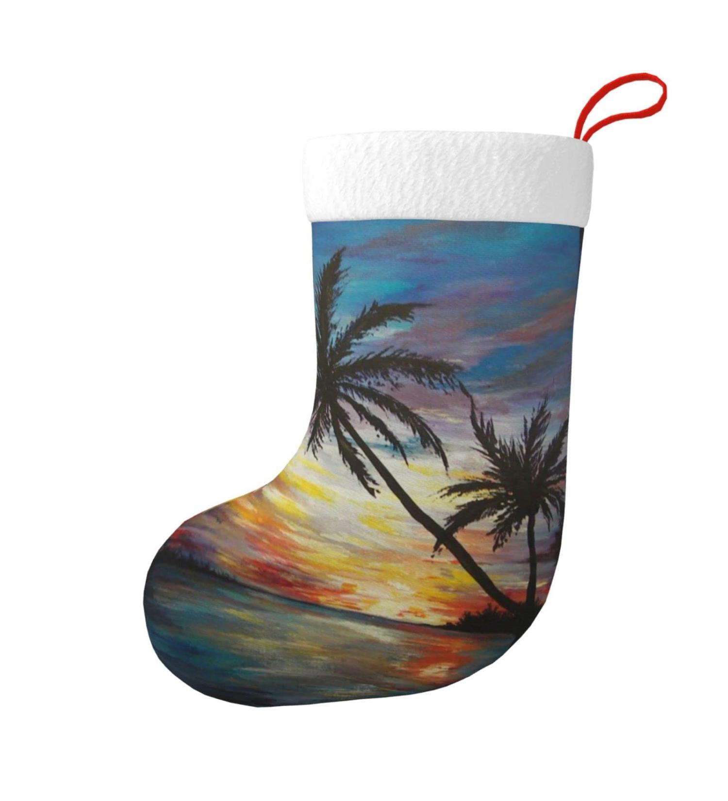 Ffexs Pier Lights Velvet Christmas Socks One Size Tropical Sunset for New Year & Holiday Cheer - Buy Online on GoSupps.com