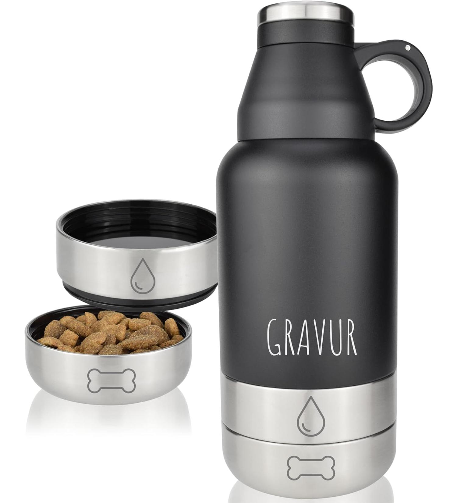 Buy Milu 950ml Dog Drinking Bottle with Food Bowl | Insulated Stainless Steel - Perfect for Hiking Traveling & Walking (Custom Engraving Available) - Buy Online on GoSupps.com