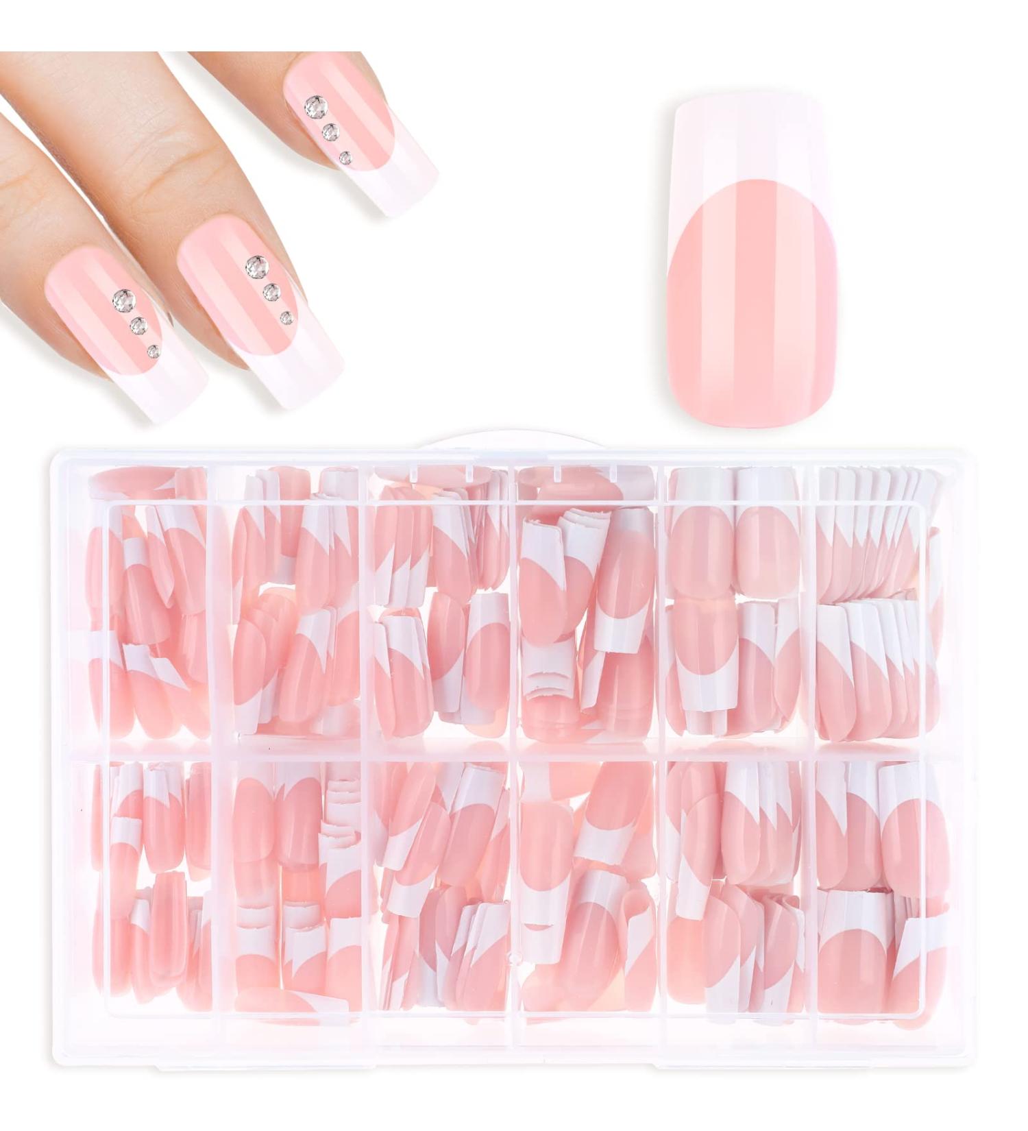 Cobee Square Long Press on Nails - 360 Pcs French Tip Nude False Nails for Women and Girls - Buy Online on GoSupps.com