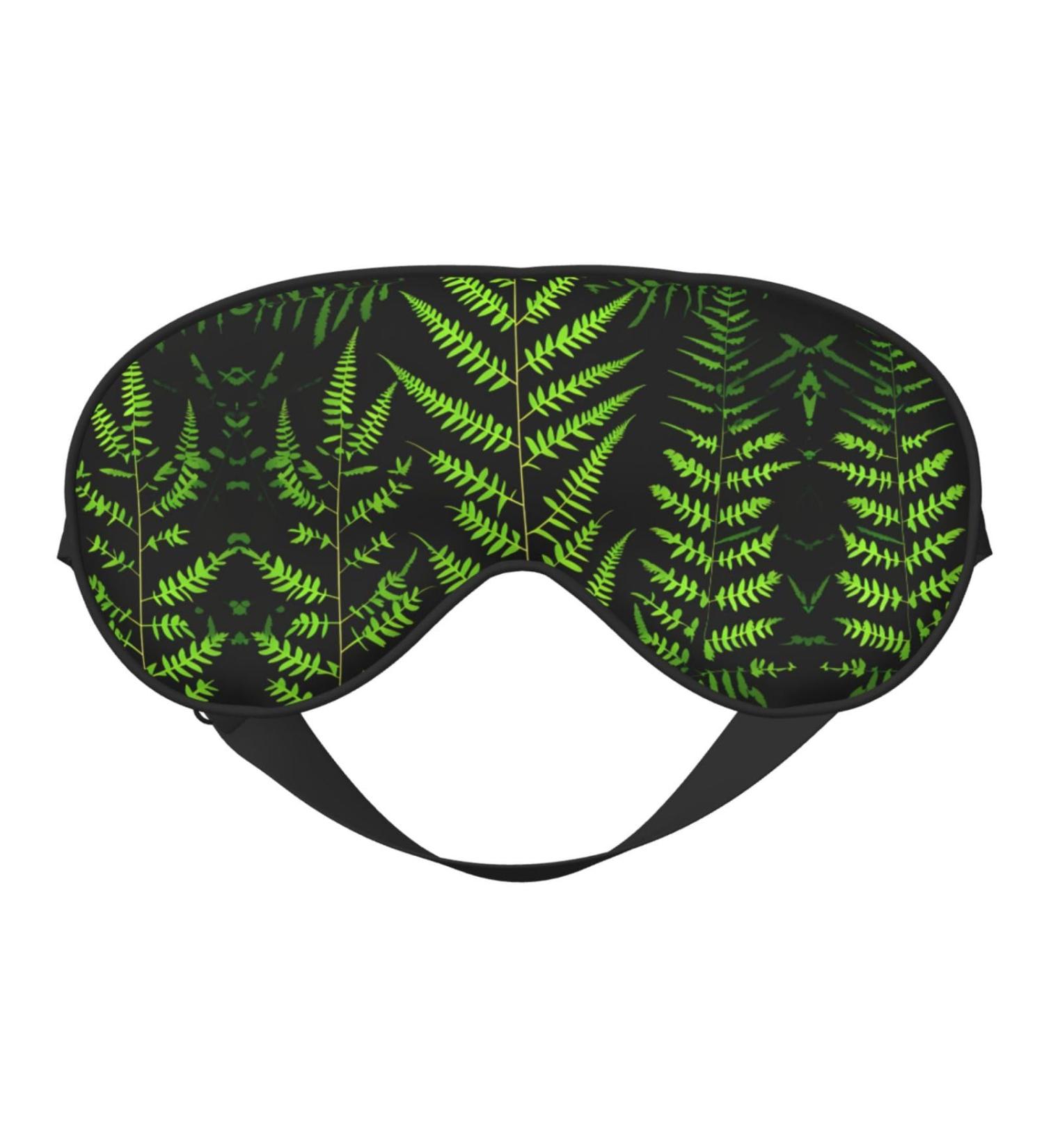 FoRes Natural Plant Silhouette Fern Leaf Print Sleep Eye Mask - Adjustable Light Blocking Adult Unisex for Deep Rest - Buy Online on GoSupps.com