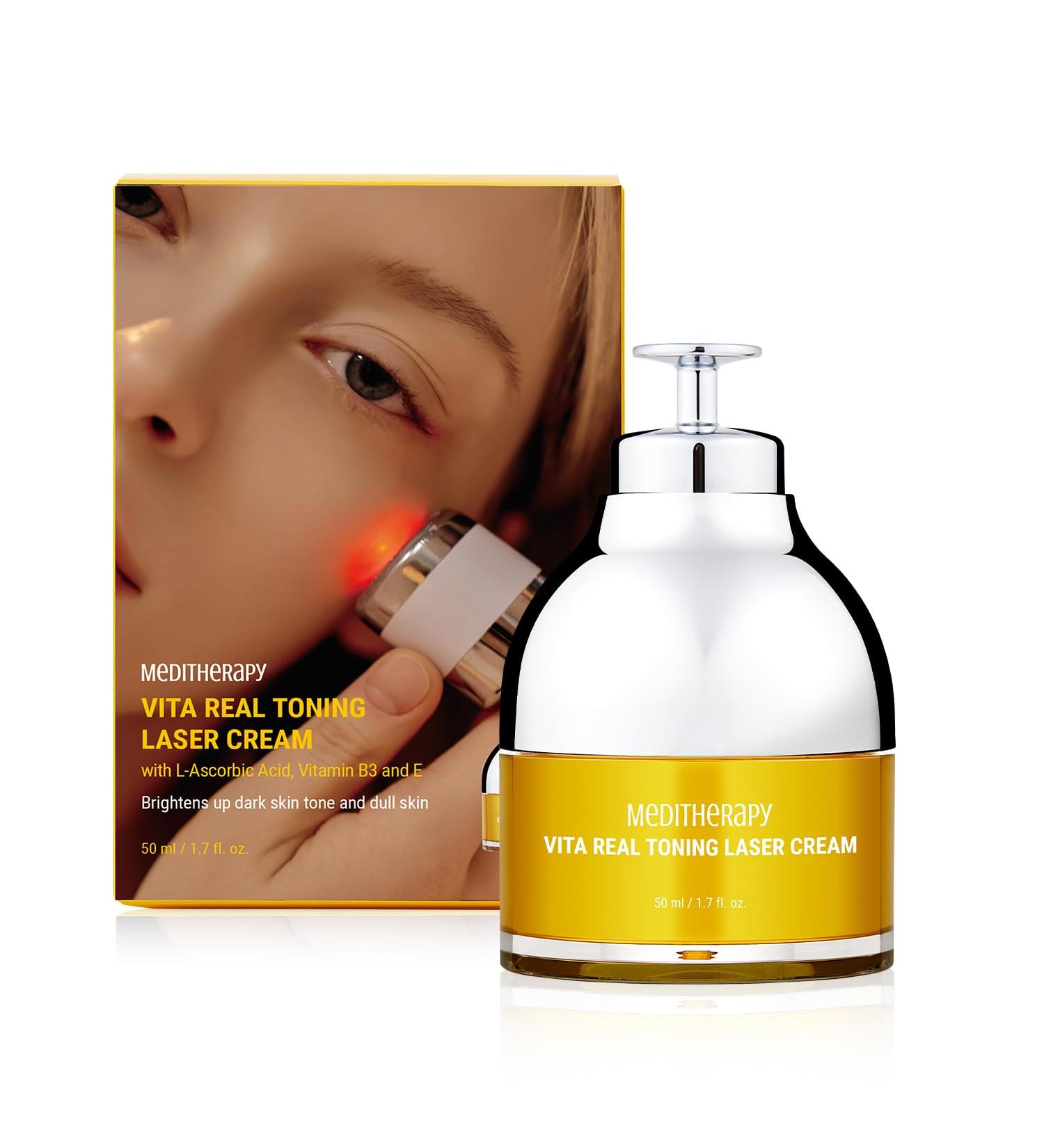 Buy MEDITHERAPY VITA REAL Toning Laser Cream - Hydrating Vitamin C & E Moisturizer with LED Device for Brightening Uneven Skin Tone | Korean Skincare 1.7 fl.oz - International Shipping Available - Buy Online on GoSupps.com
