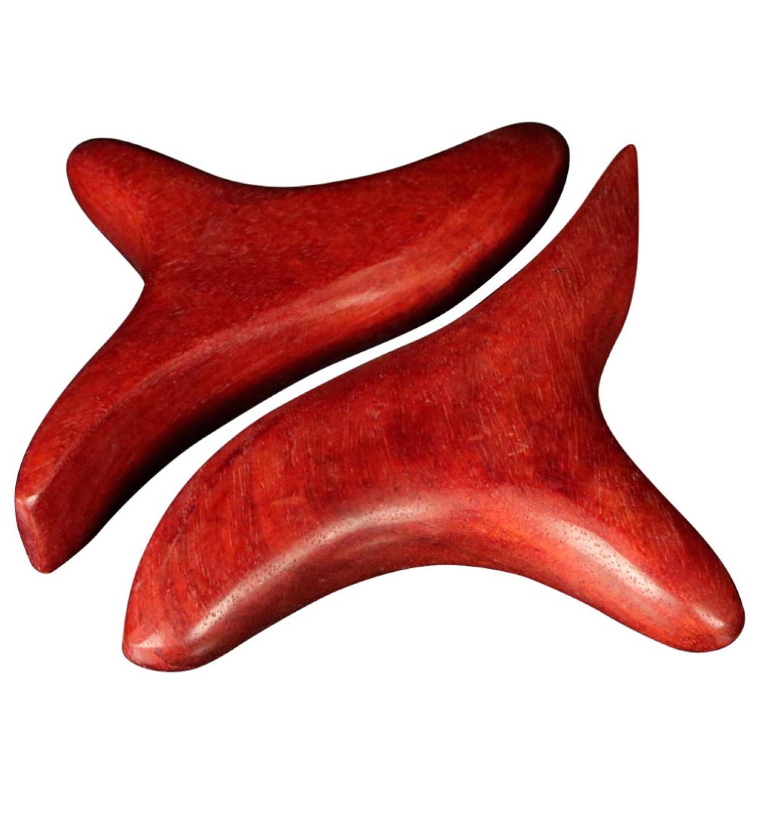 2-Piece Dark Red Wood Massage Stick & Gua Sha Tool | Thai Facial & Body Massage Tools - International Shipping - Buy Online on GoSupps.com
