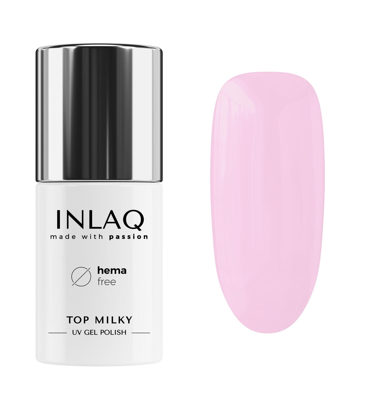 Inlaq Hema Free Top Milky Pink Coat 6ml - Hema & Hema Rose Free UV Gel Polish - Perfect Baby Boomer Gellack Top Coat - Buy Online on GoSupps.com