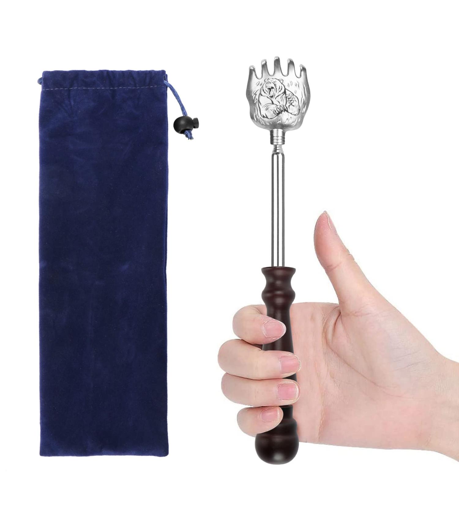 Extendable Telescoping Back Scratcher for Adults - Wooden Handle Portable Backscratcher with Carrying Bag | Ideal for Men and Women - Buy Online on GoSupps.com
