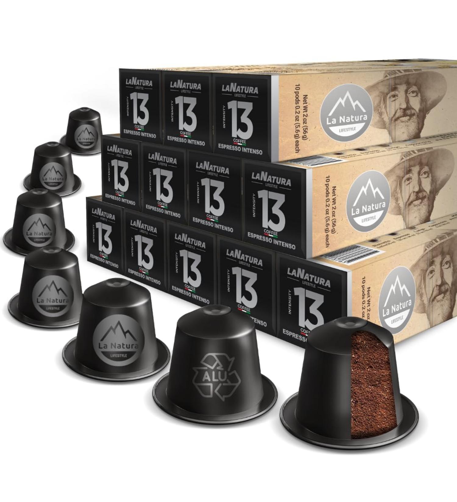  La Natura LIFESTYLE La Natura Lifestyle ESPRESSO INTENSO Aluminium Coffee Capsules | 100% Recyclable | Swiss Made | Compatible with Nespresso * - Buy Online on GoSupps.com