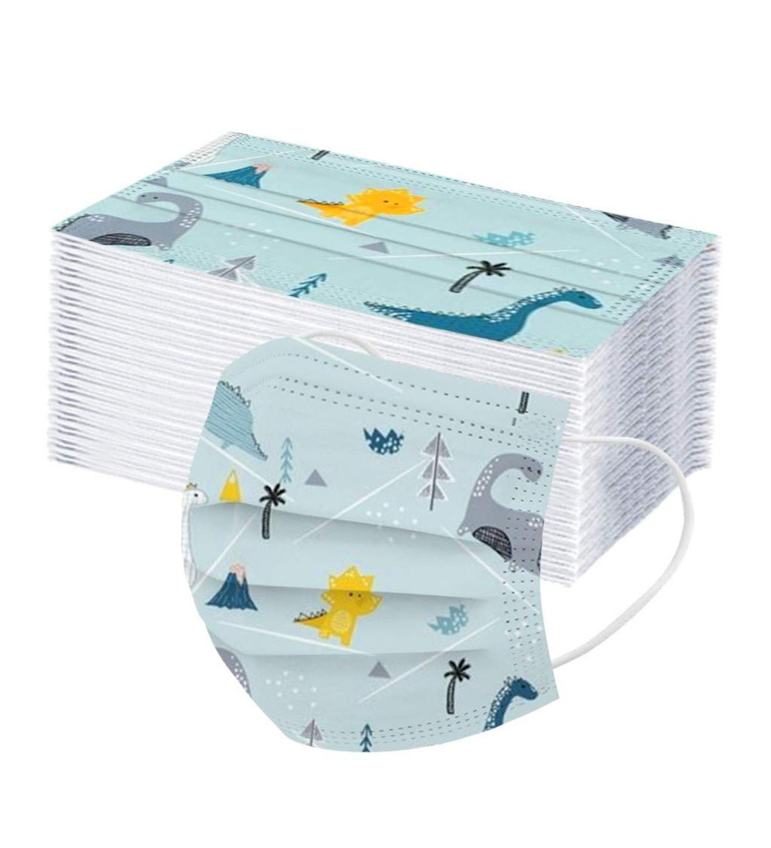 50 Pcs Kids Face Cover Disposable 3 Ply Cute Cartoon Printing Face Bandanas (#10) - Buy Online on GoSupps.com