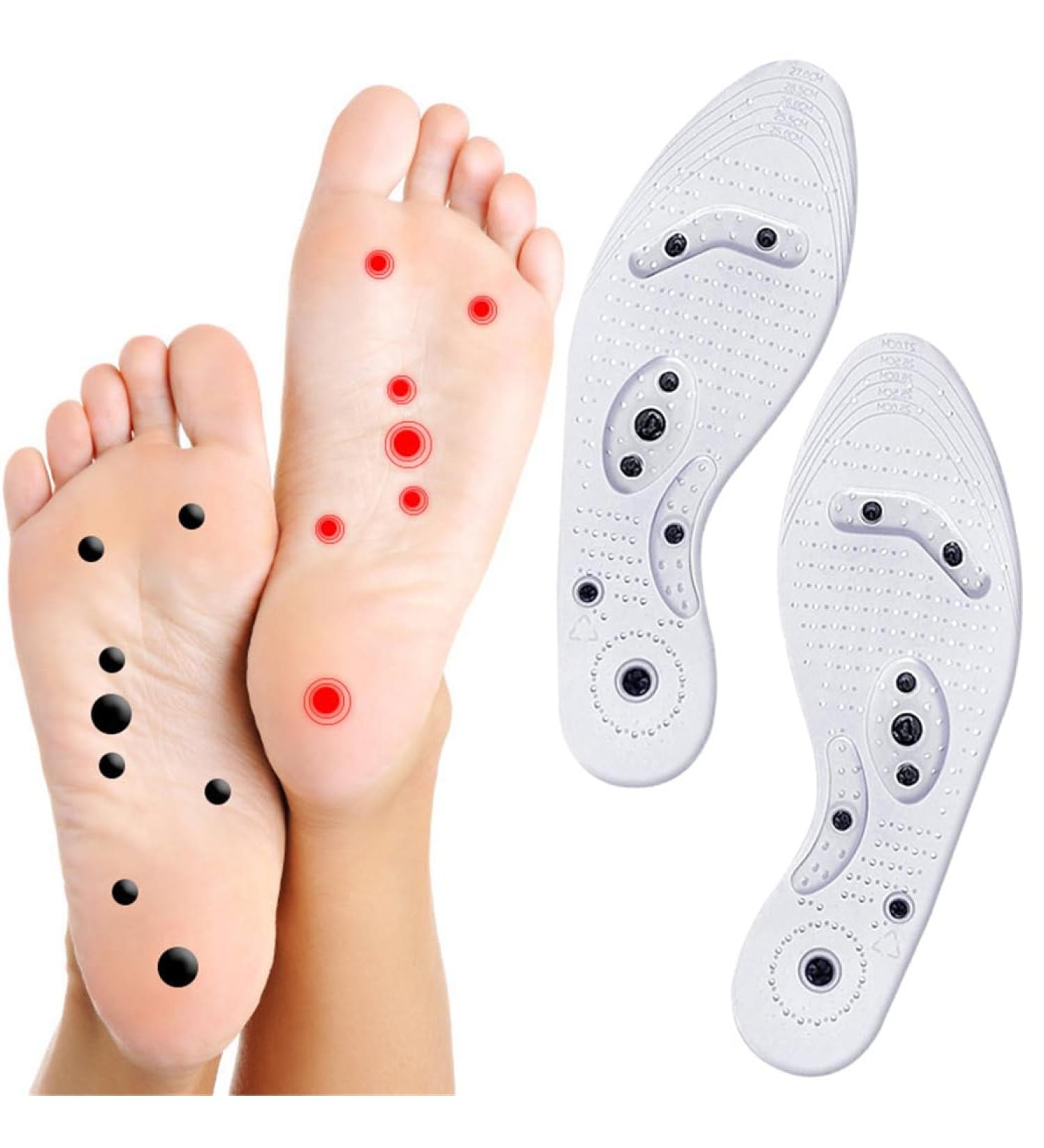 Magnetic Acupressure Insoles for Pain Relief | Cuttable Foot Massage Inserts for Men & Women - Thin Reflexology Soles - Buy Online on GoSupps.com