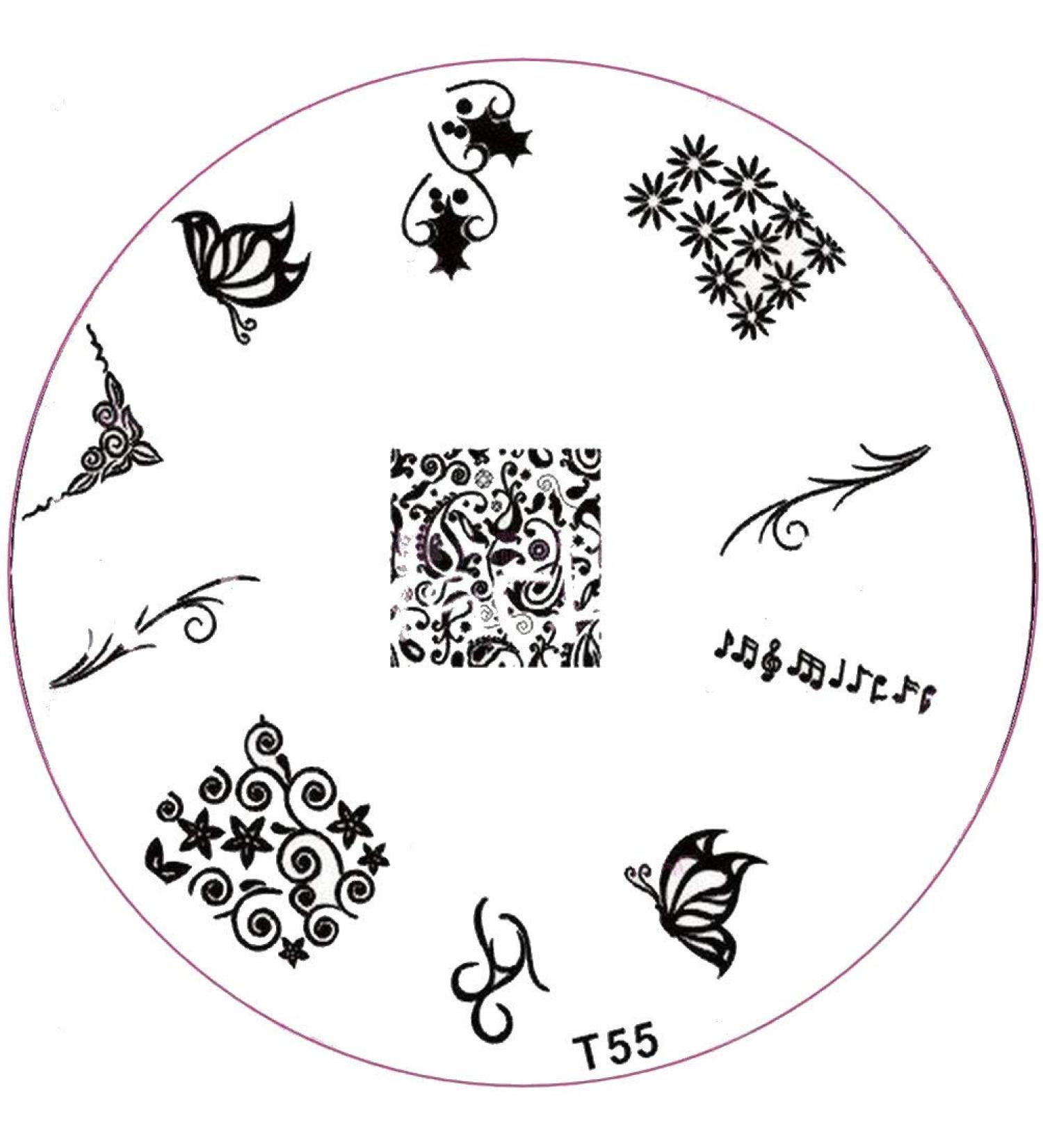 ++SPECIAL ITEM++ Stamping stencil T-Series: T55 Butterflies tendrils music notes