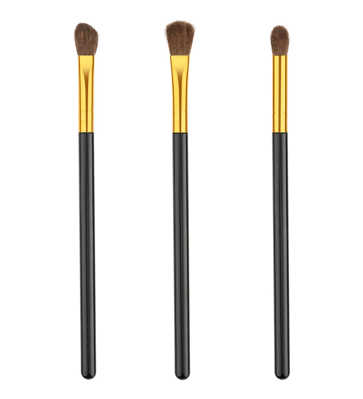Urbanstrive 3pcs Professional Eye Makeup Brushes Set | Soft Synthetic Blending Brush Kit for Flawless Eyeshadow Eyeliner & Eyebrow Application - Gold - Buy Online on GoSupps.com