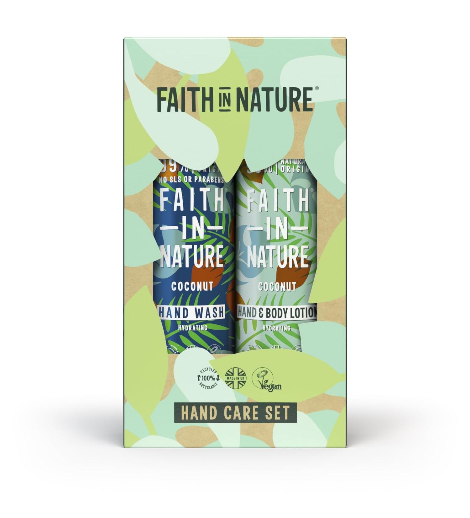 Faith In Nature Natural Coconut Hand Care Gift Set Vegan & Cruelty Free No SLS or Parabens 2 x 400ml Coconut 400 ml (Pack of 2) - Buy Online on GoSupps.com