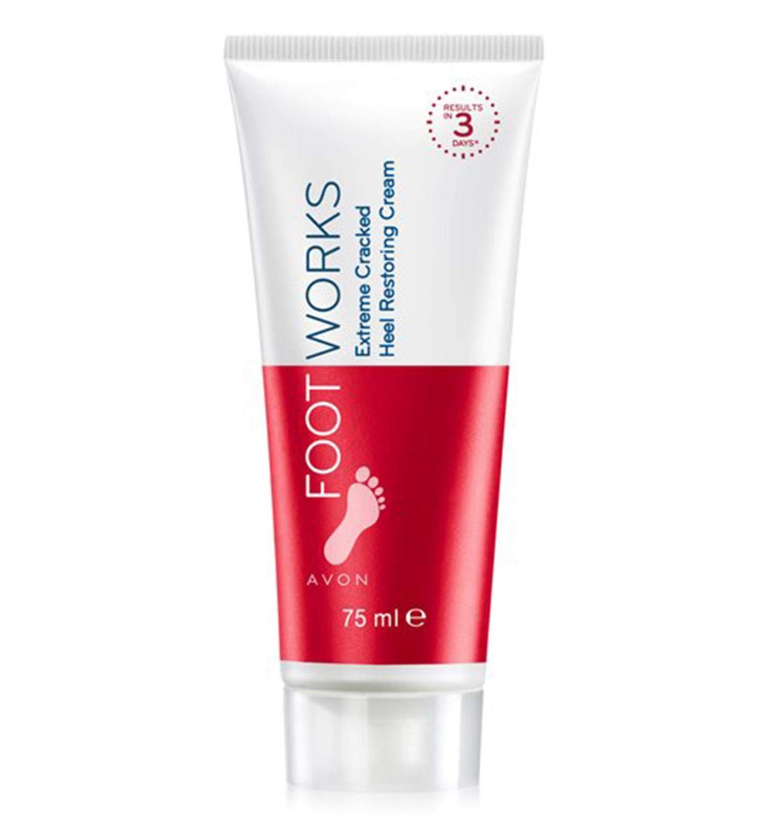 Foot Works Set includes Healthy Extreme Cracked Heel Cream 75ml and Silicone Heel Strengthener Socks by Avon.