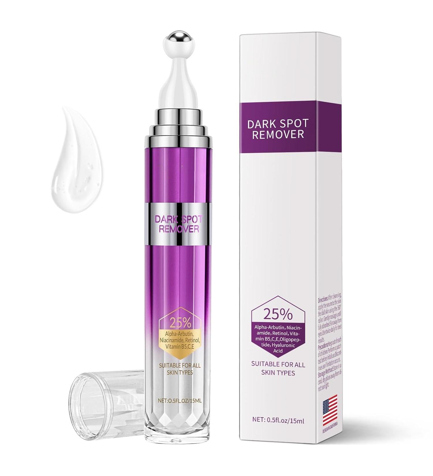 Dark Spot Remover for Face and Body Age Spot Sun Spot Freckles Remedy Corrector Serum Melasma Treatment for Face Advanced Fade Cream for Uneven Skin Tone with 360 Roller Massage Ball 0.5 FL oz - Buy Online on GoSupps.com