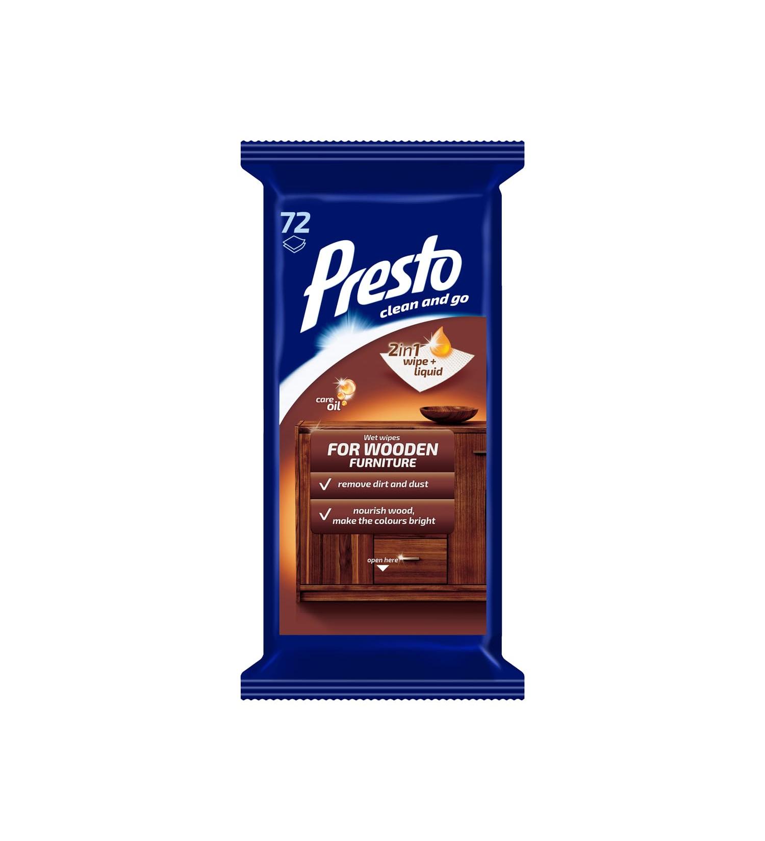 Presto Wipes for Wooden Furniture Cleaning - 72 Units | Eco-Friendly & Effective International Shipping - Buy Online on GoSupps.com