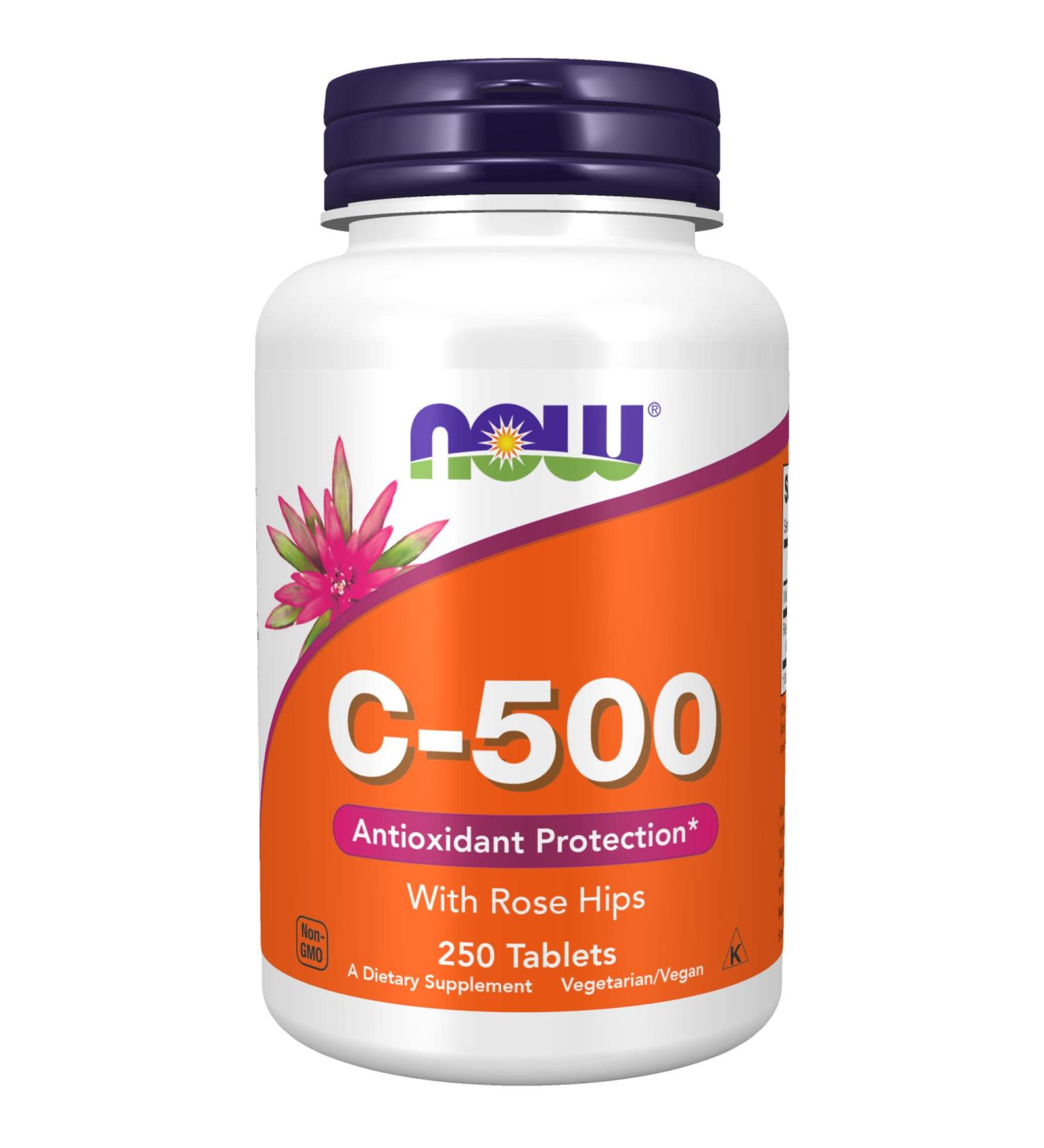 NOW Supplements  Vitamin C-500 with Rose Hips  Antioxidant Protection*  250 Tablets - Buy Online on GoSupps.com