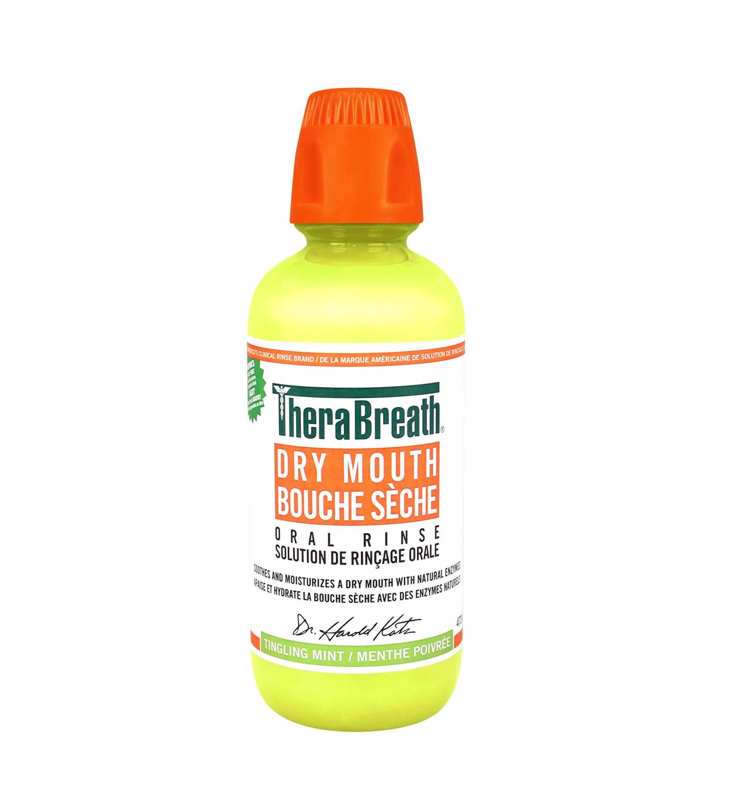 TheraBreath Dry Mouth Oral Rinse - Tingling Mint | Supports & Enhances Your Natural Saliva Production | 473ml - Buy Online on GoSupps.com