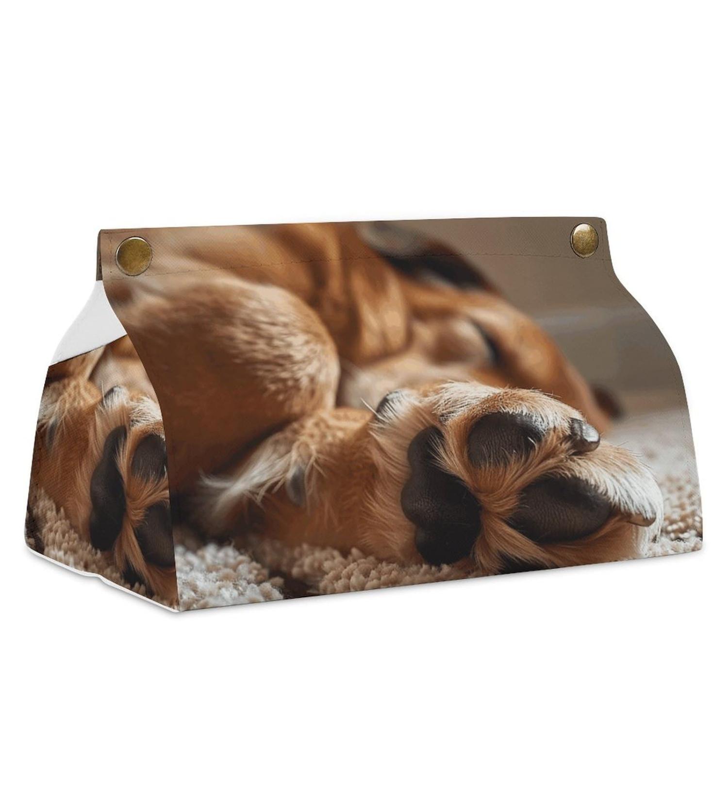 Tissue Box Cover Tissue Box Holder Brown Dog Hand Print Tissue Holder Travel Tissue Packs Facial Paper Holder Decorative Holder - Buy Online on GoSupps.com