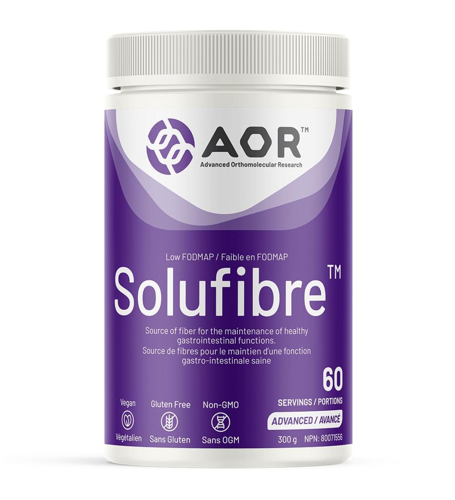 AOR - SoluFibre Powder 300g - Partially Hydrolyzed Guar Gum Sunfiber for Digestive Comfort and Regularity - Gentle Prebiotic Fiber Supplement for Men & Women - Soluble Fiber Easy-to-Mix Fiber Powder - Buy Online on GoSupps.com