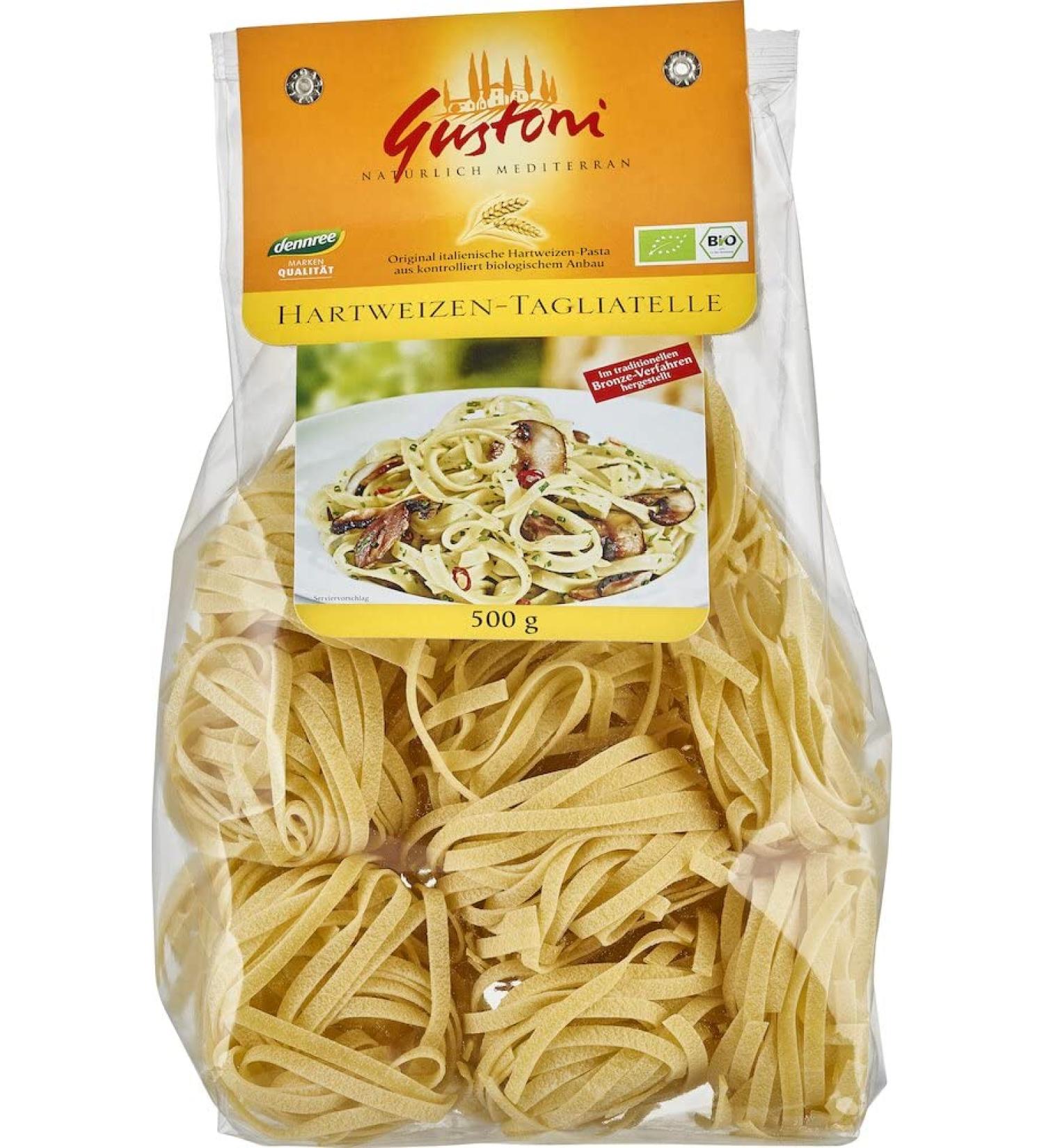 SpiceMasters.co.uk Gustoni Organic Durable Wheat Tagliatelles 500g Bronze Pack of 6