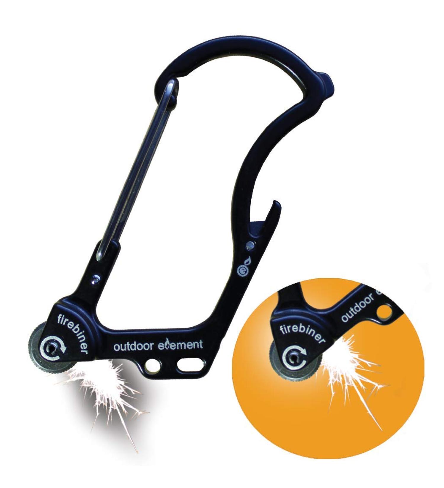 OUTDOOR ELEMENT Firebiner - Fire Starter Carabiner Multi Tool with Utility Blade and Bottle Opener - Keychain Emergency Tool in Black Forest - Buy Online on GoSupps.com