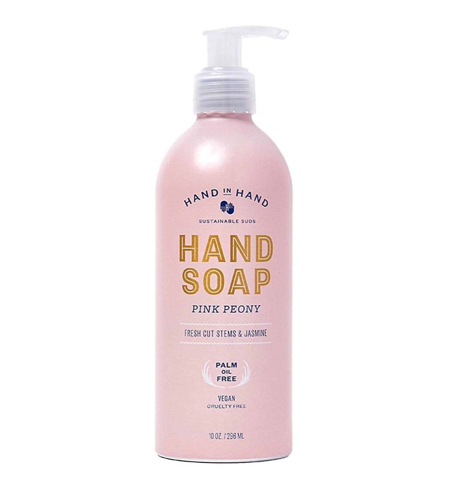 Hand In Hand Liquid Hand Soap 10 oz Vegan Cruelty Free and Palm Oil Free (Pink Peony)