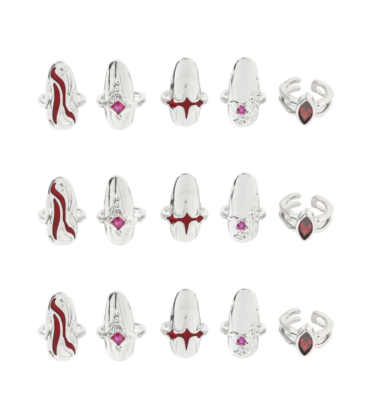 minkissy 3 Sets nail ring Finger Jewelry Women Ring Gift rings for women Finger Tip ring for women nail jewels women s rings red suits womans rings ladies gifts Zinc alloy white girl Miss 2X0.9X0.9CMx3pcs Whitex3pcs - Buy Online on GoSupps.com