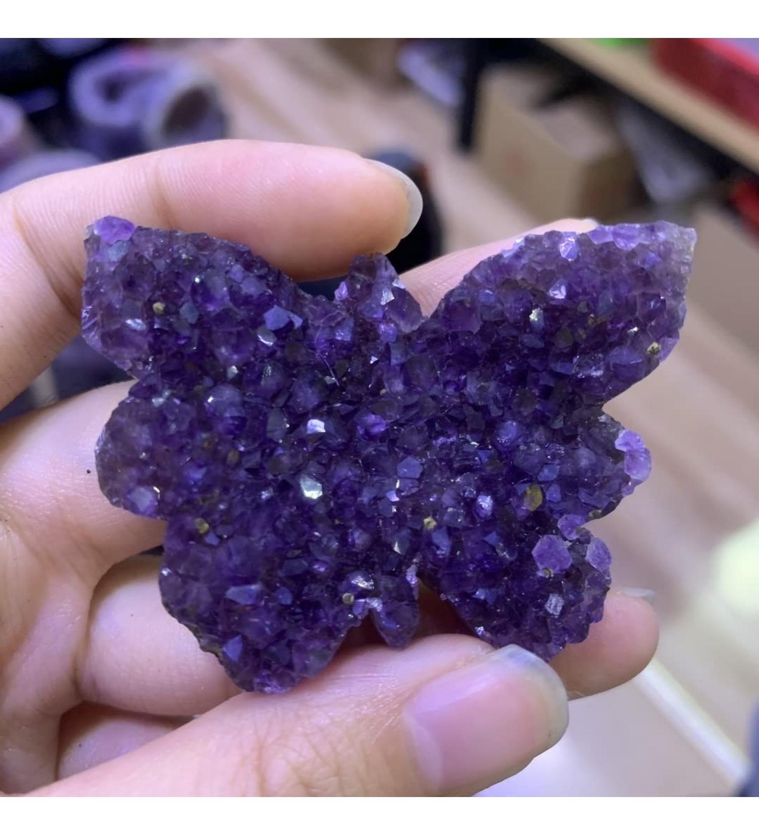 Home Decor Naturaly Amethyst Quartz Butterfly Shape Quartz Specimen Quality Fengshui Natural Crystals Gifts Natural Crystal Raw Stones and Minerals Stone Mineral Specimen - Buy Online on GoSupps.com