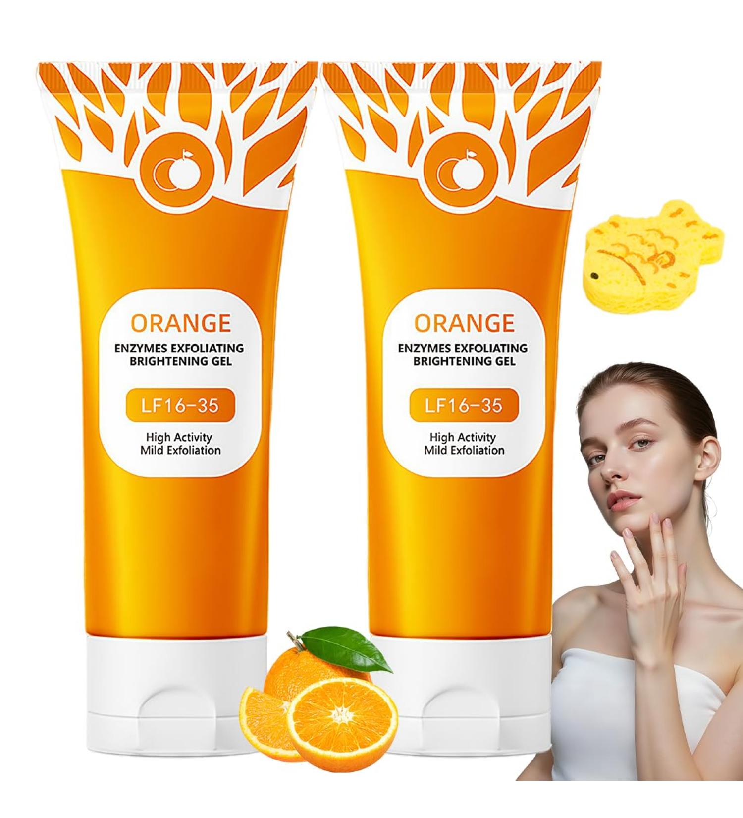 2 PCS gel exfoliant orange Gel exfoliant naturel doux pour le visage pour un nettoyage en profondeur gommant claircissant ponge de bain offerte - Buy Online on GoSupps.com