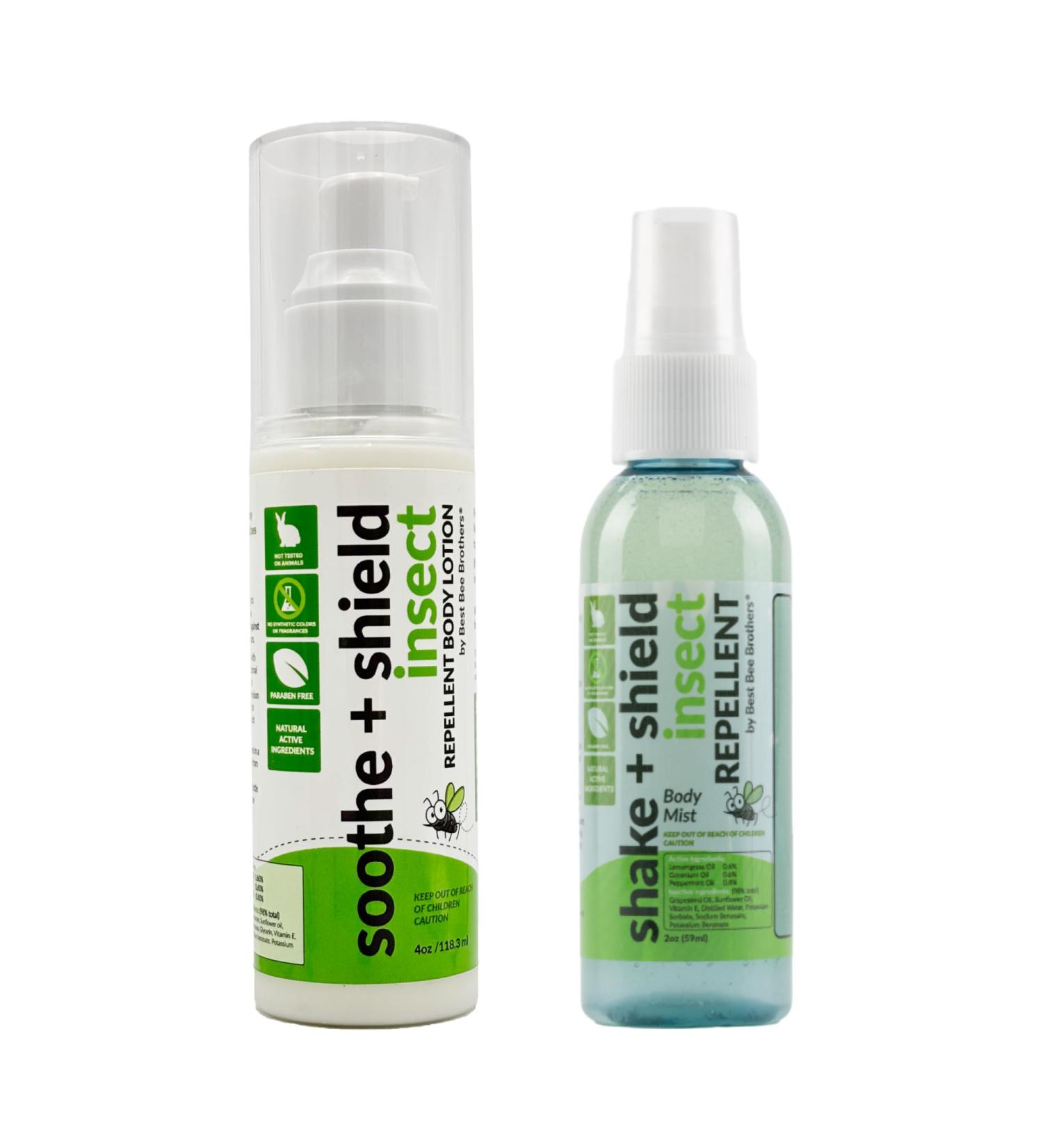 Best Bee Brothers Insect Repellent - 4oz Soothe + Shield Body Lotion and 2oz Shake + Shield Body Mist - Buy Online on GoSupps.com