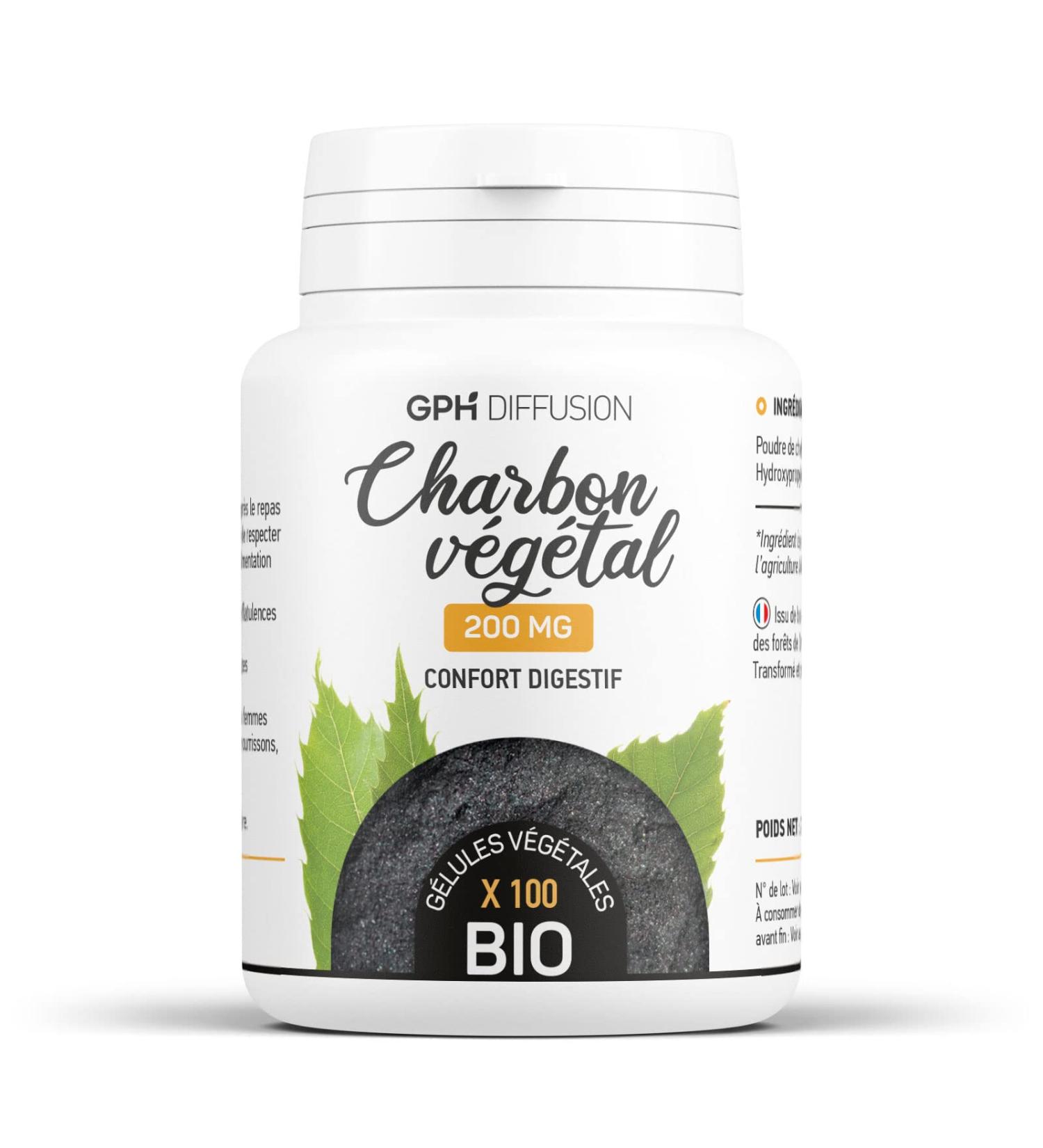 Organic Activated Vegetable Charcoal - Digestive Comfort - 200mg - 100 Vegetable Capsules - Buy Online on GoSupps.com