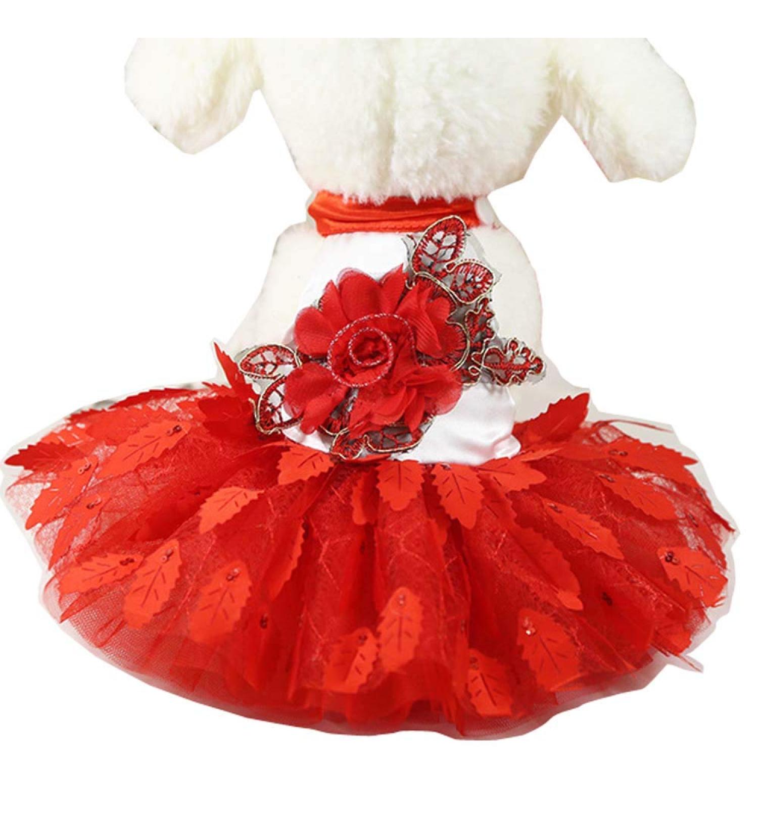 Yekeyi Spring-Summer Princess Dress for Pets | Cute Tutu Dress for Rabbits Dogs & Cats | Red Decor & Costumes - Buy Online on GoSupps.com