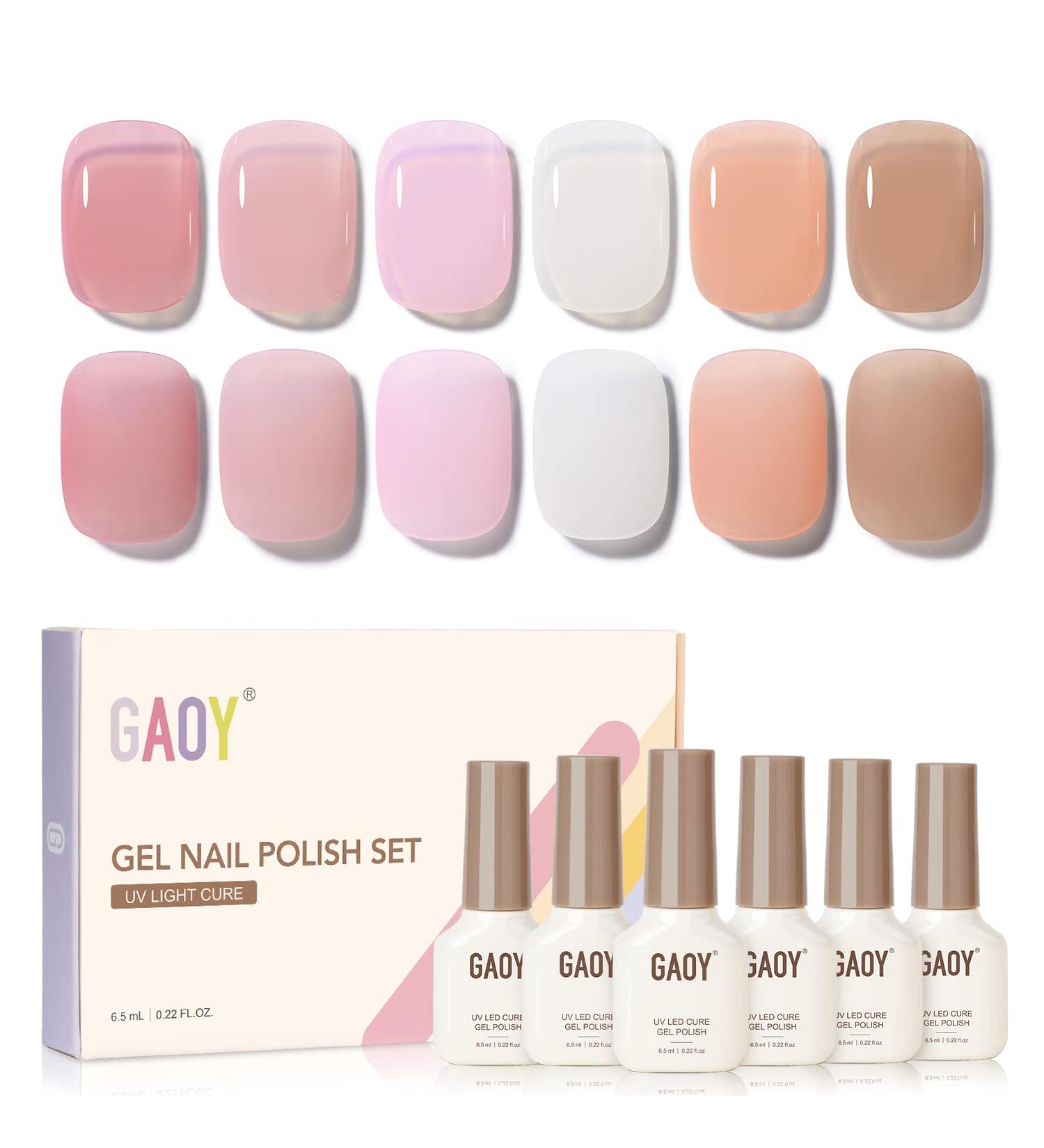 GAOY Jelly Pink Gel Nail Polish Set - 6 Transparent Colors for DIY Manicure and Pedicure at Home - Buy Online on GoSupps.com