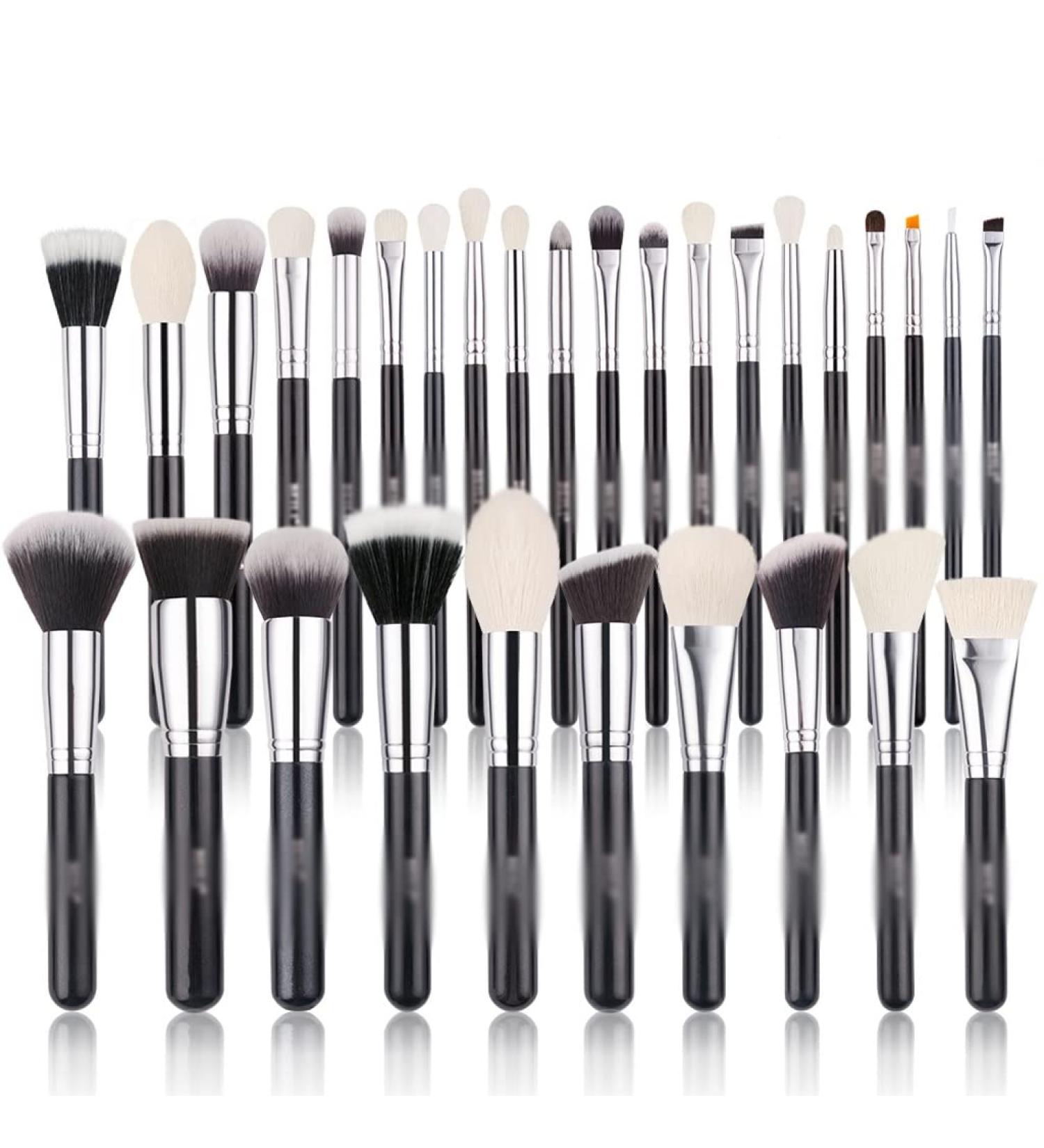 Buy Professional Black Makeup Brushes Set | Natural Goat Hair Foundation Powder Contour & Eyeshadow Brushes - International Shipping Available - Buy Online on GoSupps.com