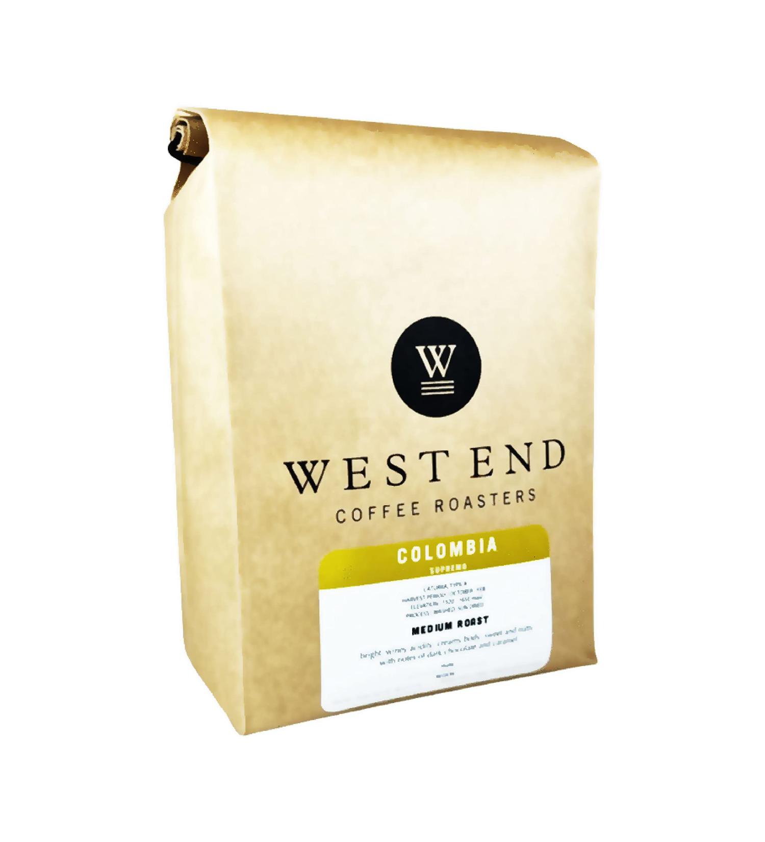 West End Coffee Roasters Colombia Supremo Medium Roast Whole Bean Ethiocally Sourced (32oz/908g) Colombia - filter 908 g (Pack of 1) - Buy Online on GoSupps.com