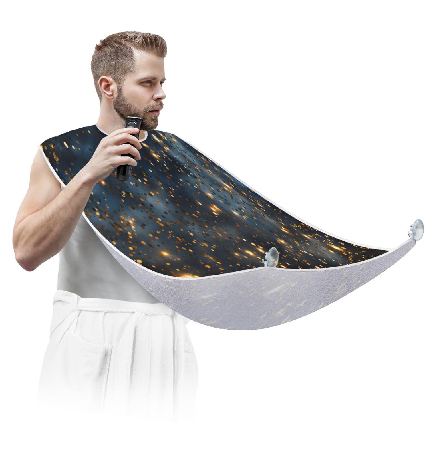 Starry Night Beard Bib Apron - Men's Beard Hair Catcher Perfect Father's Day & Anniversary Gift with 2 Suction Cups - Buy Online on GoSupps.com
