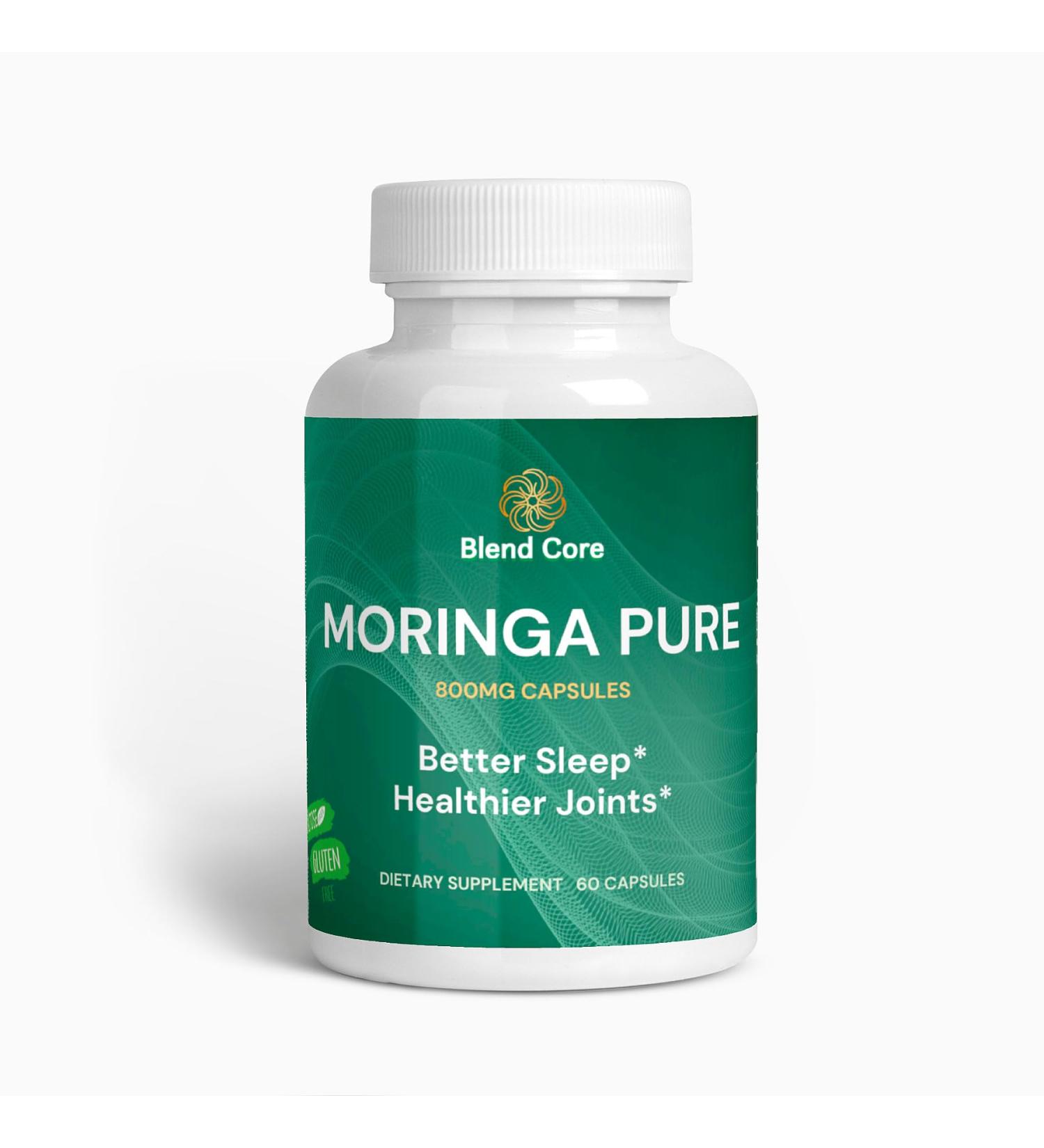 Blend Core Moringa Pure Antioxidant - Natural Moringa Oleifera - 800 MG - Supports Better Sleep & Healthier Joints 60 Veggie Capsules