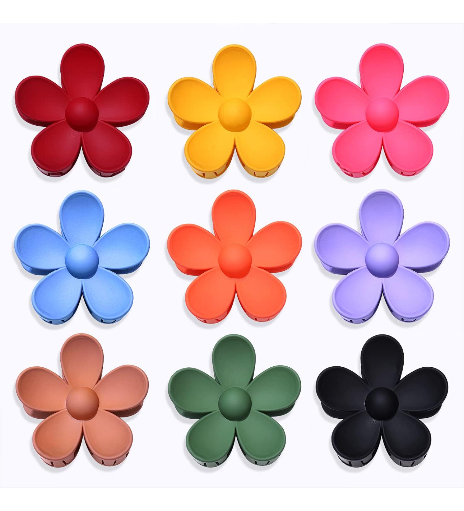 Matte Flower Hair Claw Clip for Women - Large Strong Holder for Thick Hair | Y2K Styling Accessory in Dark Multi-color - Buy Online on GoSupps.com