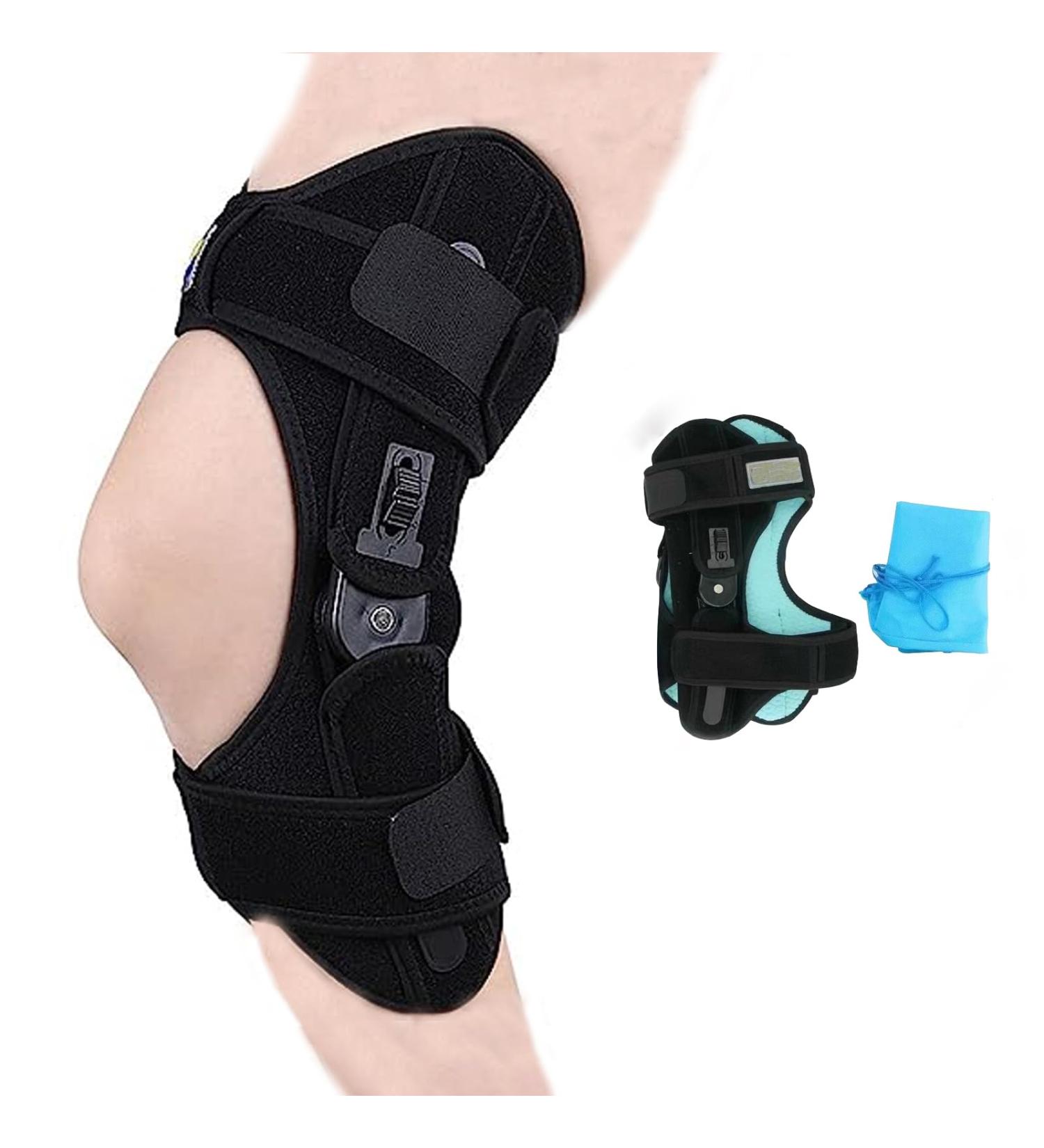 Adjustable Knee Brace for Pain Relief | Support for Meniscus Tear Tendonitis & Arthritis | Hinged Knee Brace for Men & Women - Black (Left - Buy Online on GoSupps.com