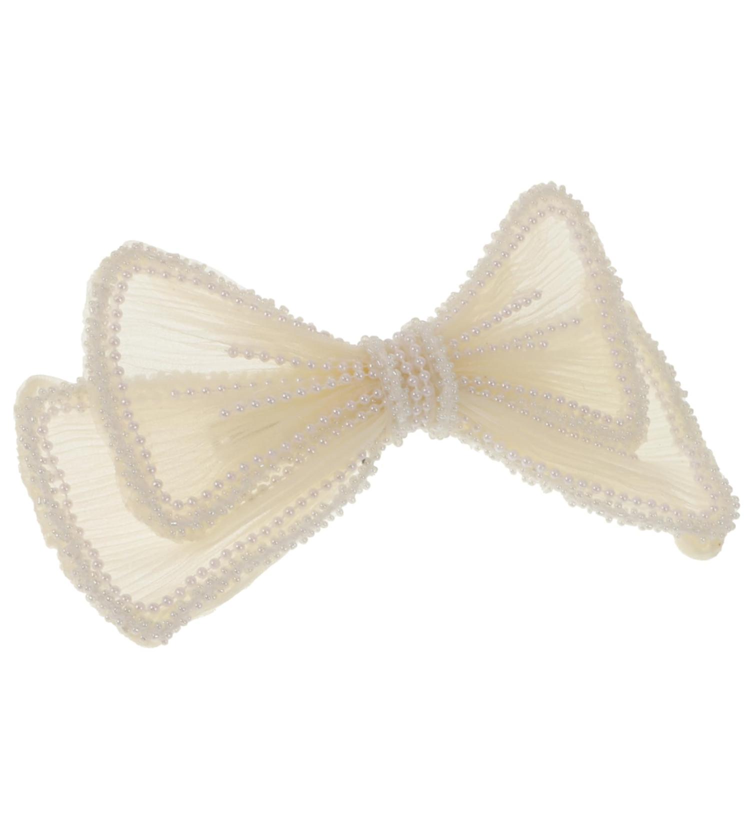 Beavorty 1PC bow hairpin wedding headpiece for bride Large Hair Bows Hair Bows Clips hair barrettes for women wedding hair clips for brides Headdress white plastic crocodile skin girl pearl - Buy Online on GoSupps.com