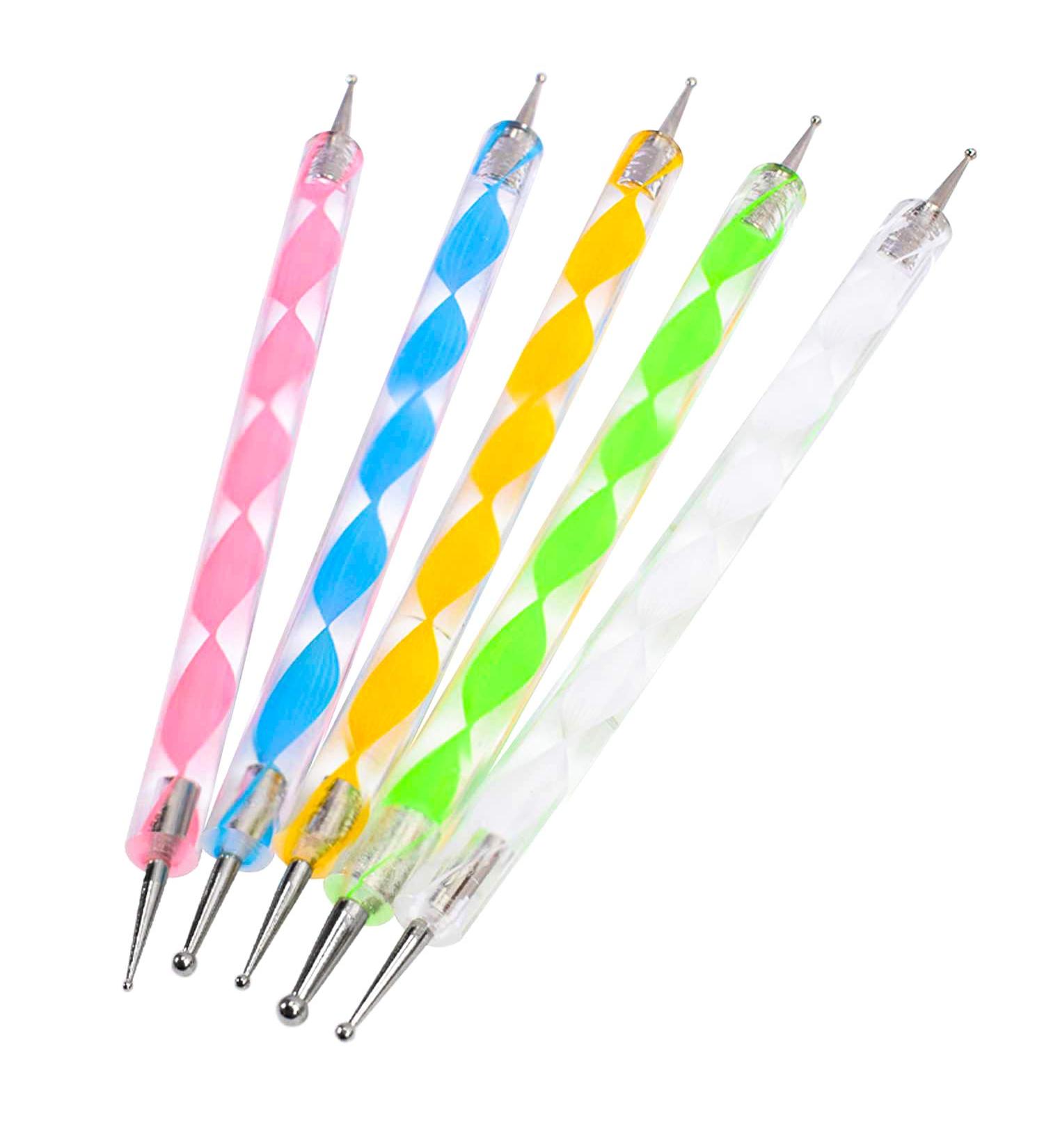 TRIXES 5 x 2-Way Nail Art Pen for Dots & Marbling | International Shipping Available - Buy Online on GoSupps.com
