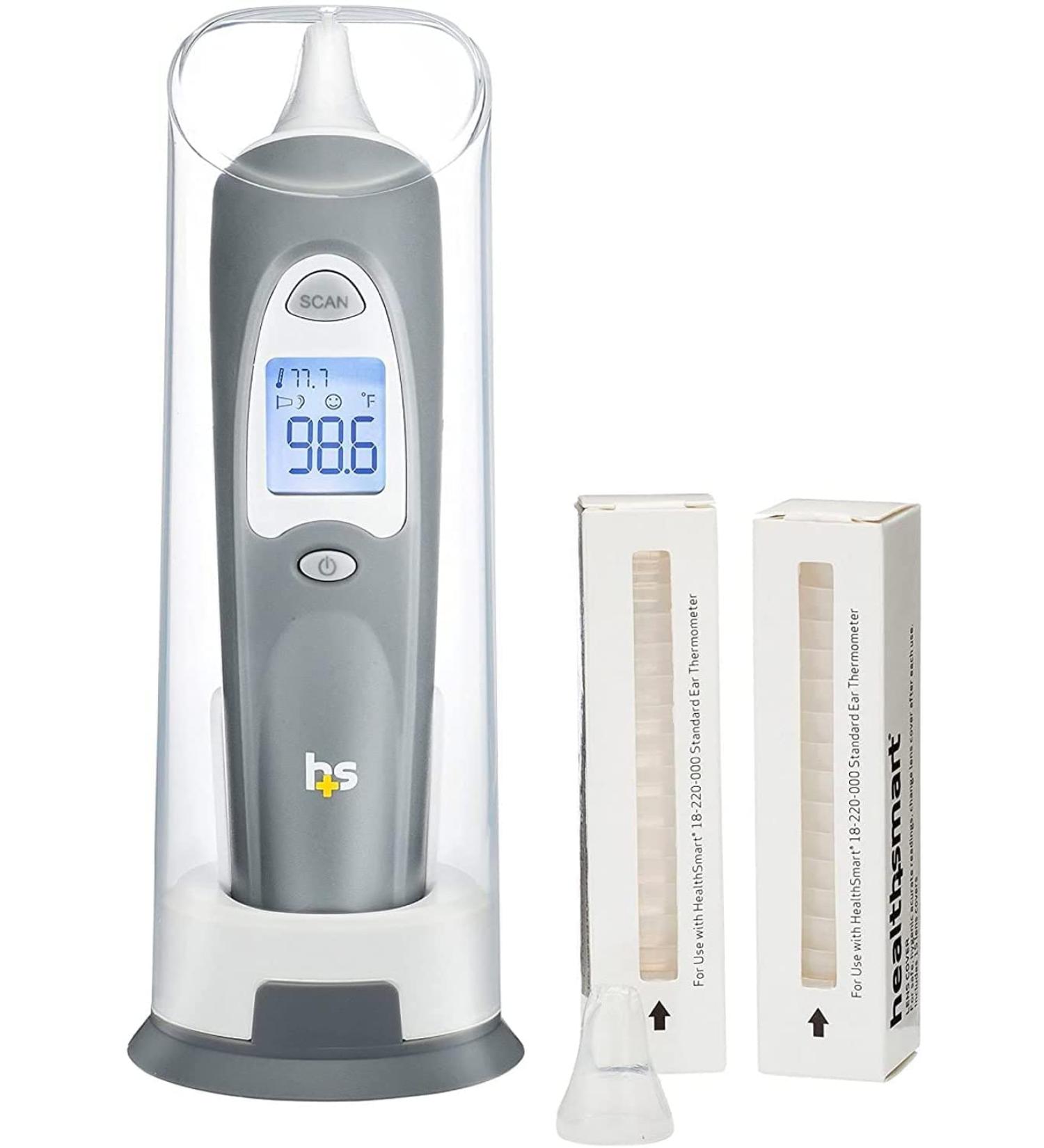 HealthSmart Digital Ear Thermometer | Instant & Accurate Results | Infrared Technology | Visual Fever Indicator | 30 Disposable Lens Covers - Buy Online on GoSupps.com