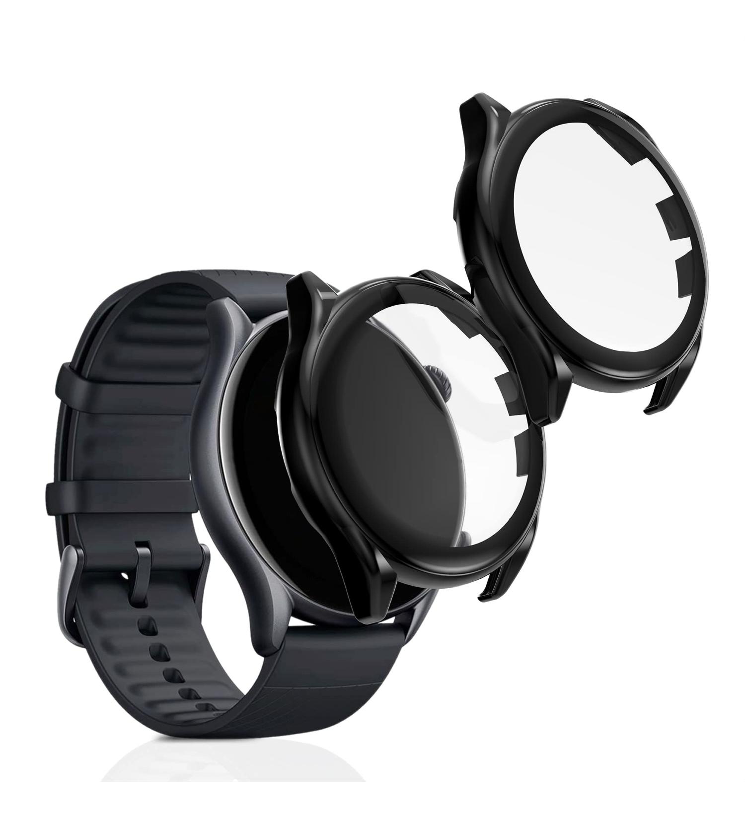kwmobile Cover for Huami Amazfit GTR 3 / GTR 3 Pro - Set of 2 Black/Black Tempered Glass with Plastic Frame - Buy Online on GoSupps.com