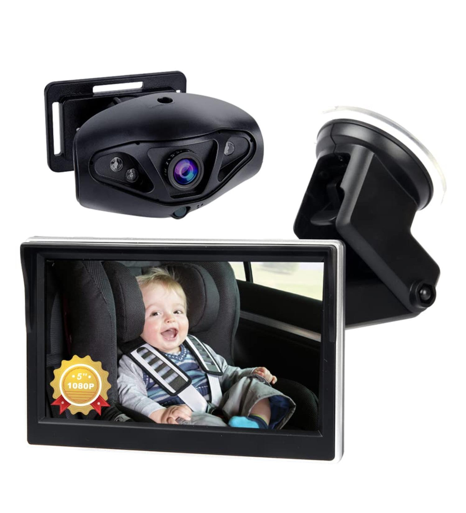 1080P Baby Car Camera Monitor | Night Vision | 5 Inch Wide View Safety Rear Facing Mirror | Baby Must-Have for Newborns - Buy Online on GoSupps.com