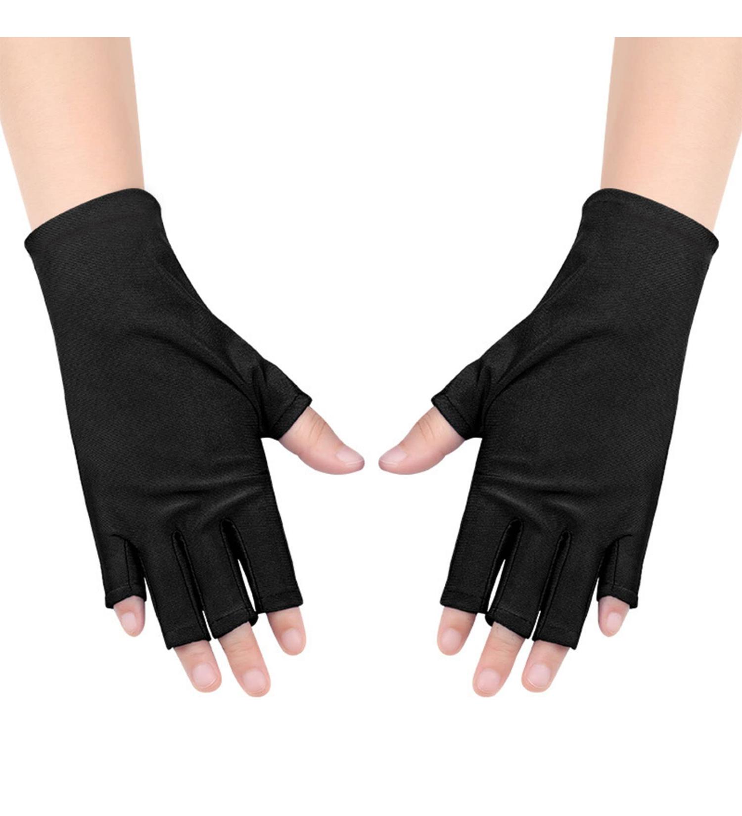 Bouttarro Anti UV Gloves for Gel Nail Lamp Protection - Black Stretchy Fingerless Gloves for Manicures at Home & Outdoors - Buy Online on GoSupps.com