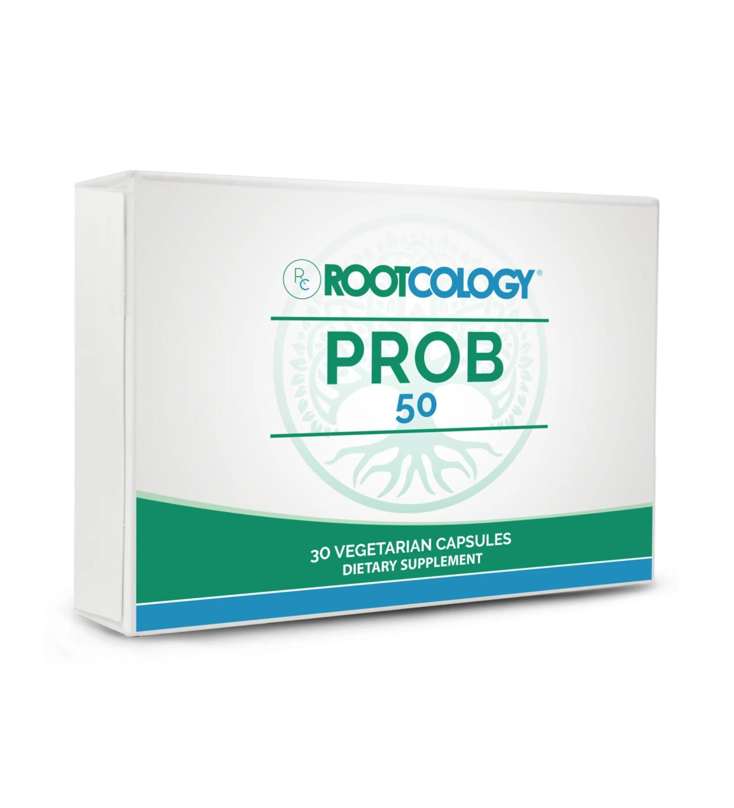 Rootcology by Dr. Izabella Wentz | ProB 50 | 18 Shelf-Stable Probiotic Strains to Support Gut Health and Maintain Bowel Regularity with Bifidobacterium, Lactobacillus and More | 30 Vegetarian Capsules - Buy Online on GoSupps.com
