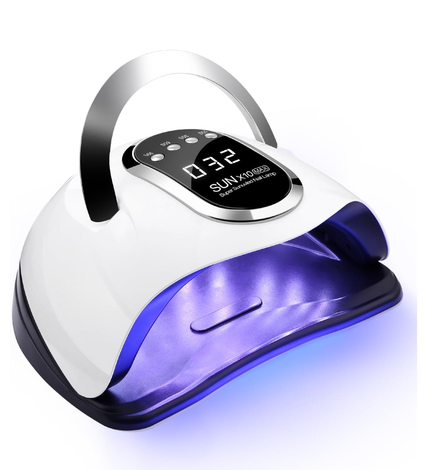 FAOKZE 220W Nail Dryer Lamp - UV LED Nail Lamp for Acrylic & Shellac Nails with Digital Timer (10/30/60/99S) - White - Perfect for All Gel Nail Polishes - Buy Online on GoSupps.com